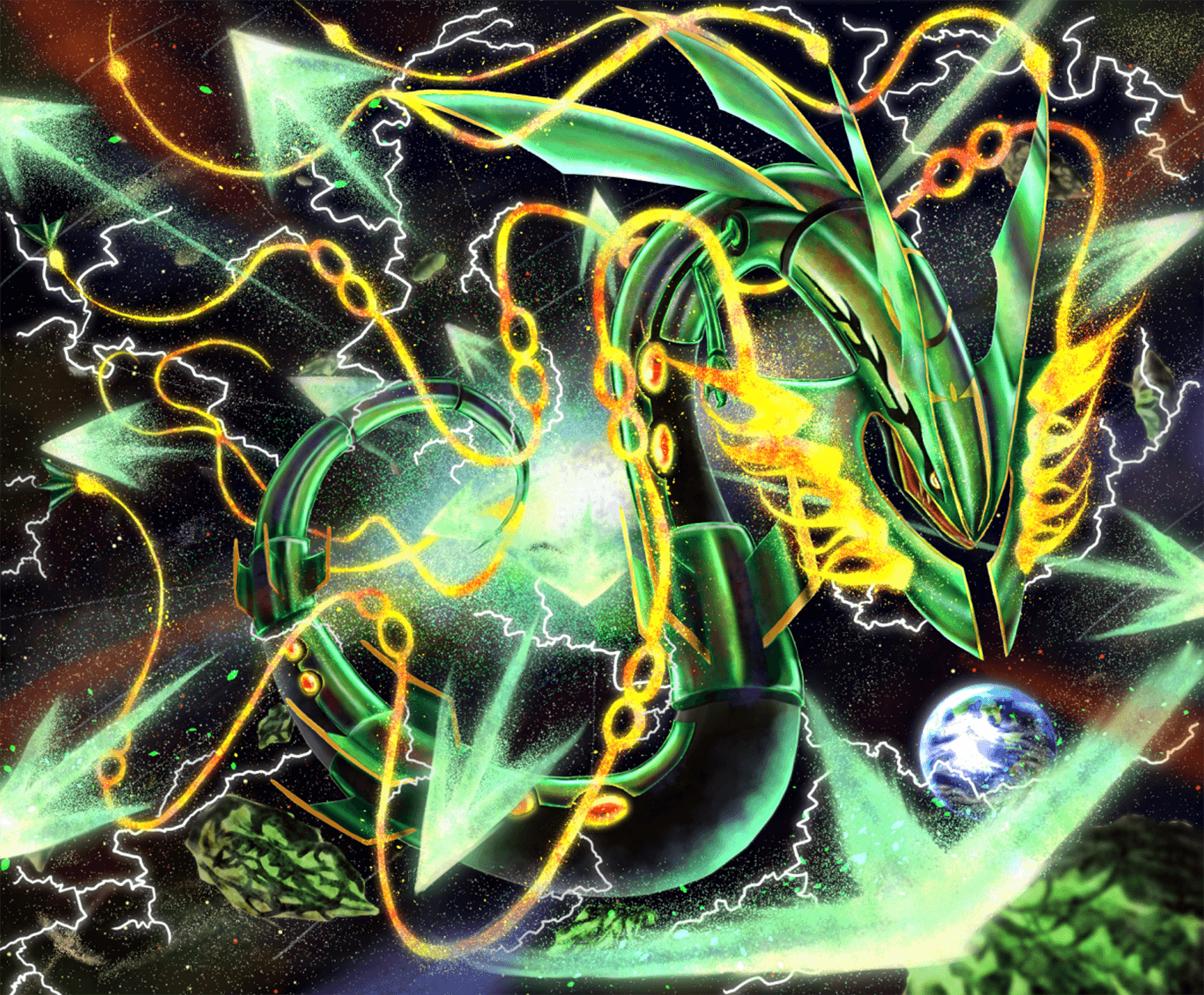 1370x1130 Rayquaza (Pokémon) HD Wallpaper, Desktop