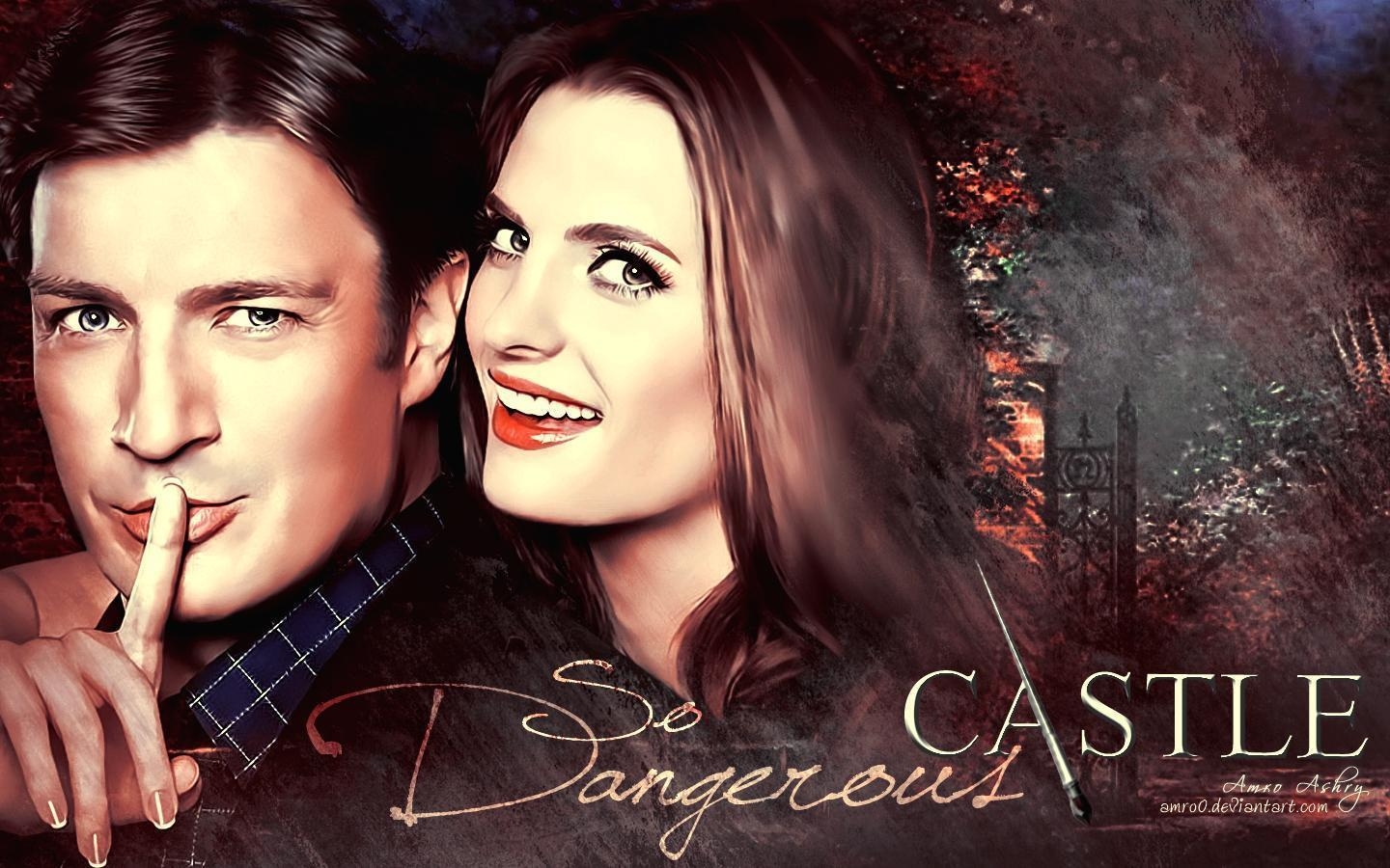 1440x900 Nathan & Stana as Rick & Kate Fillion & Stana Katic, Desktop