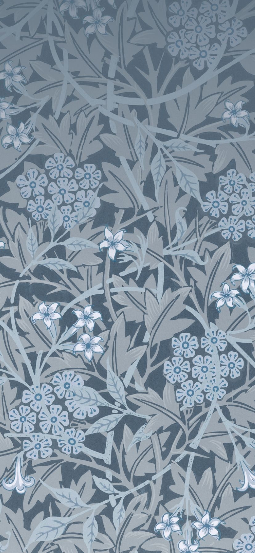 830x1800 Jasmine Blue by William Morris Vintage Floral Wallpaper, Phone