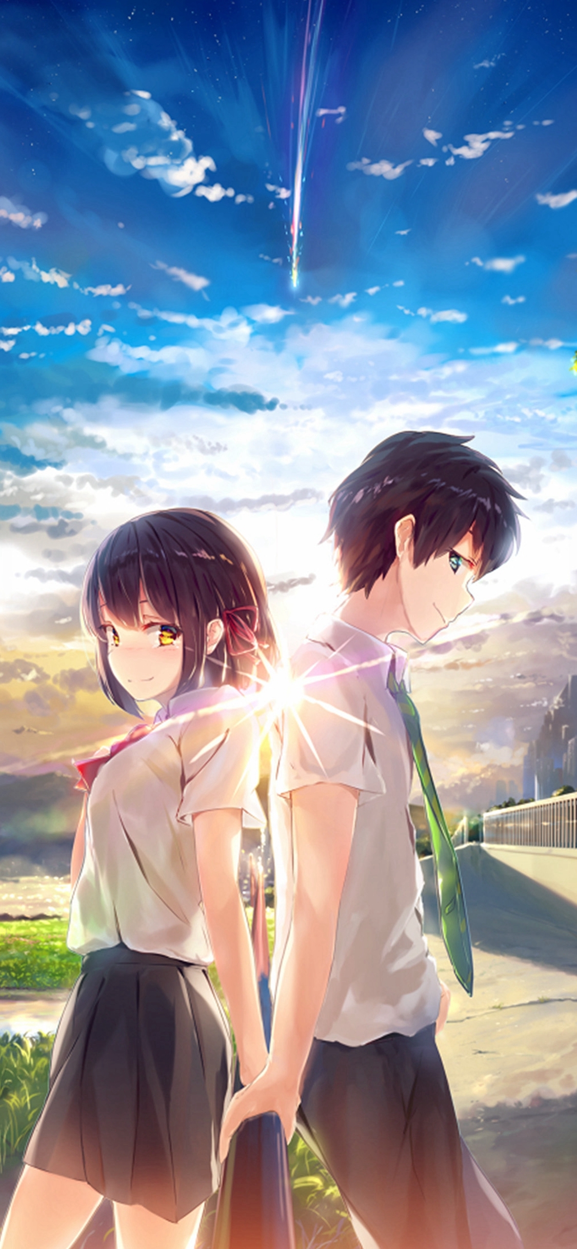 1130x2440 Anime Yourname Sky Illustration Art iPhone X Wallpaper Free Download, Phone