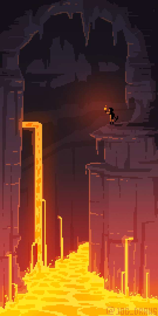 640x1280 A dangerous adventure art of a (scorching hot) ravine I made!. Minecraft art, Minecraft wallpaper, Pixel art, Phone