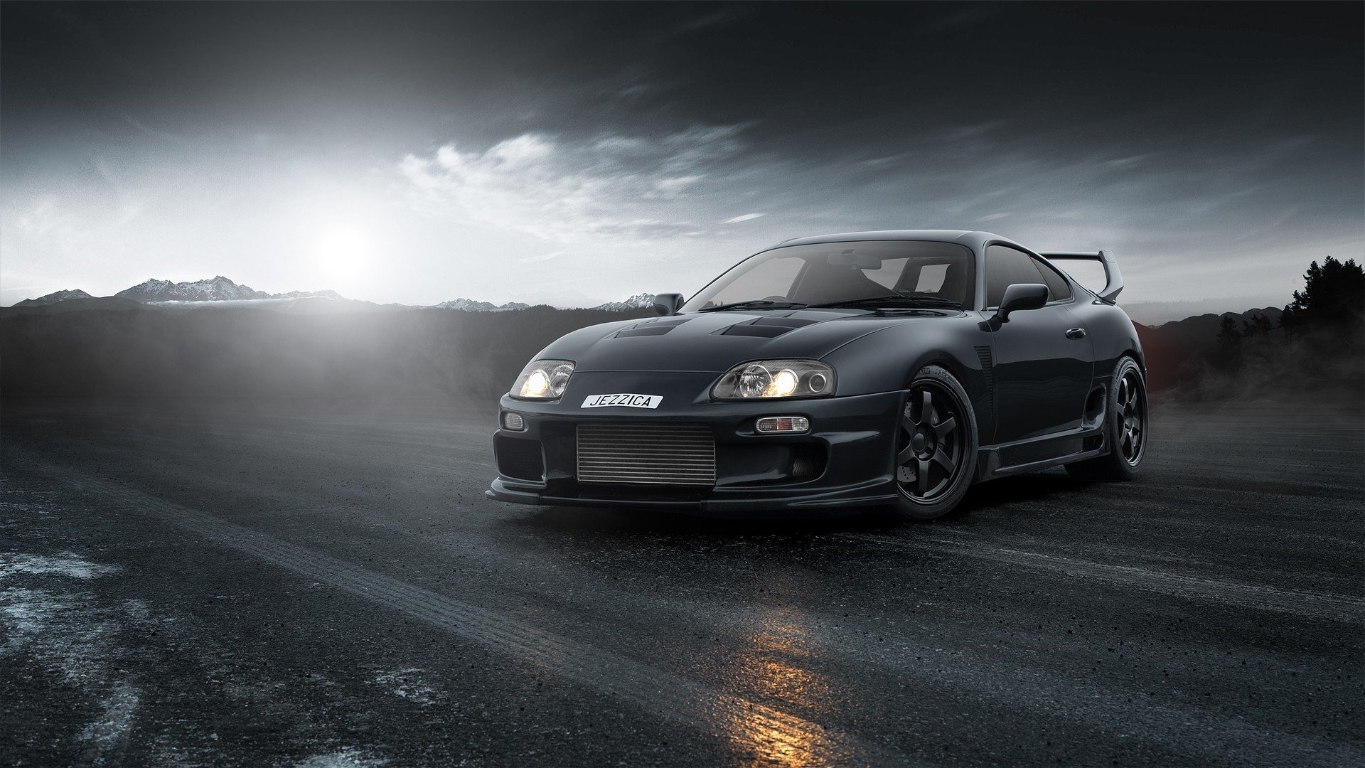 1920x1080 #black cars, #vehicle, #Toyota Supra, #Stance, #Toyota, #Supra, #car, wallpaper HD Wallpaper, Desktop