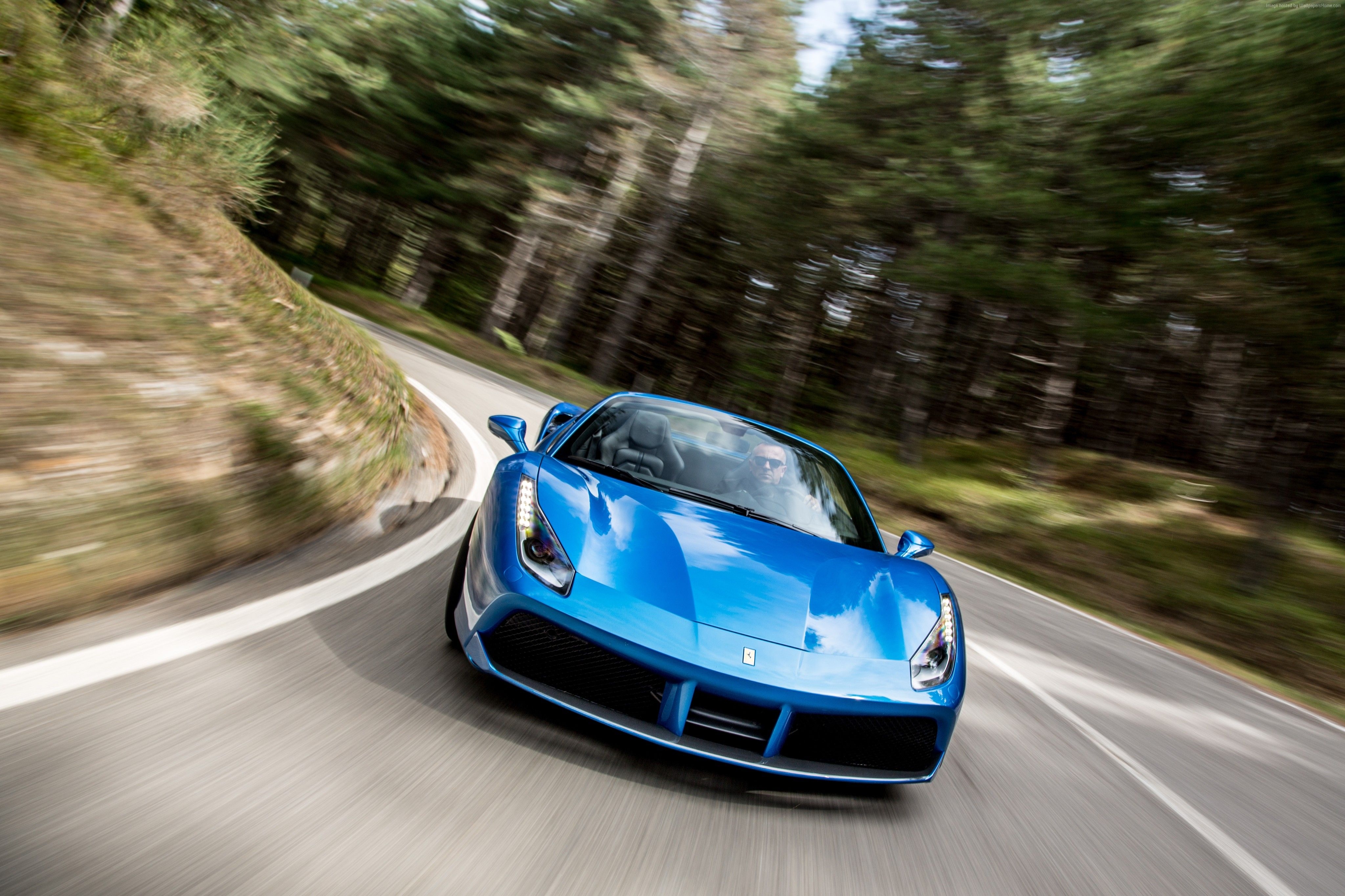 4100x2740 Wallpaper Ferrari 488 Spider, cabriolet, roadster, blue, Cars, Desktop