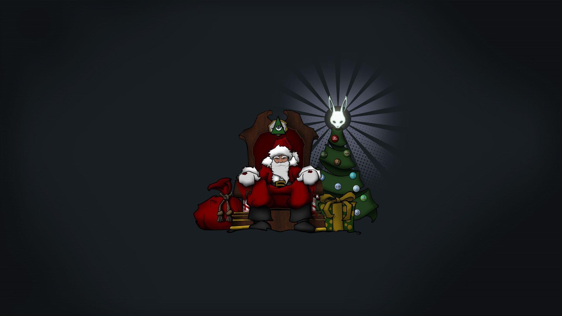 1920x1080 Dark Background, Minimalism, Santa, Sitting Around, Desktop