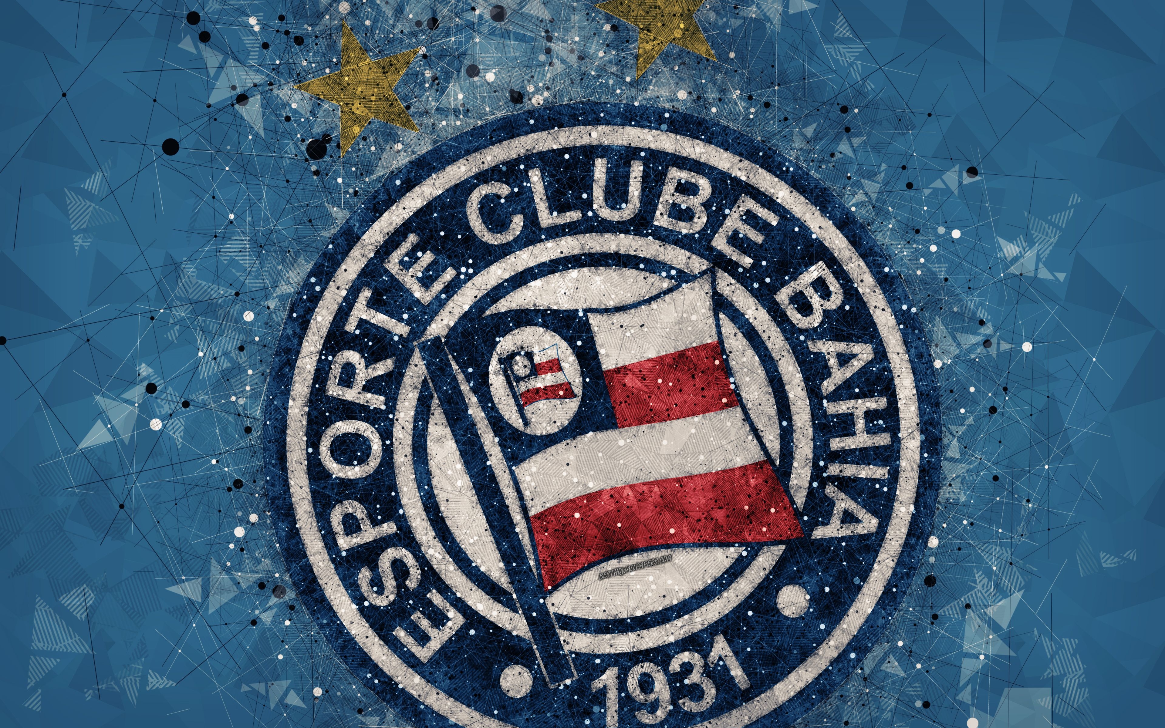 3840x2400 Download wallpaper Esporte Clube Bahia, 4k, creative geometric art, Desktop