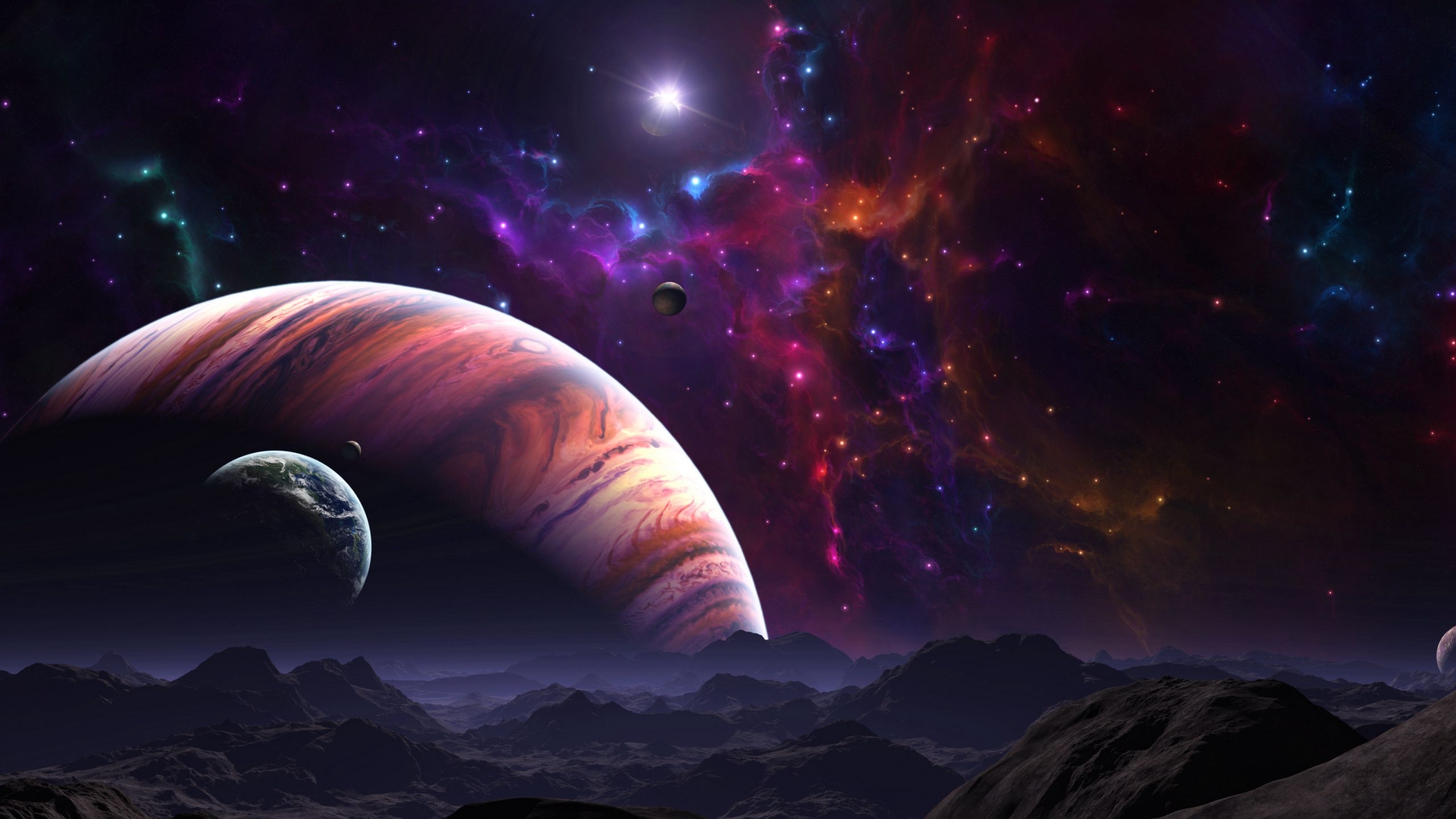 2560x1440 Download wallpaper  space, open space, planets, art, colorful widescreen 16:9 HD background, Desktop