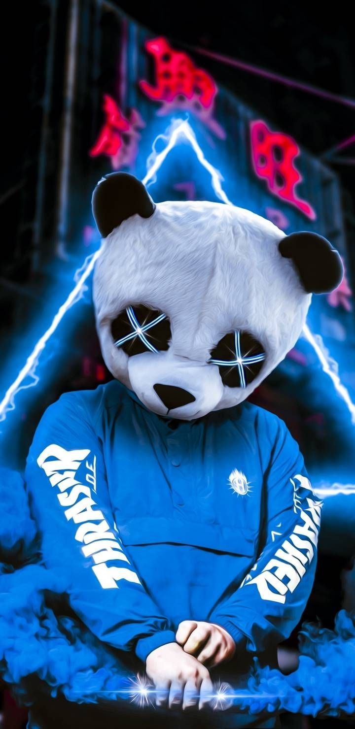 720x1480 Neon Panda iPhone Wallpaper. Batman sanatı, Pandalar, Retro posterler, Phone