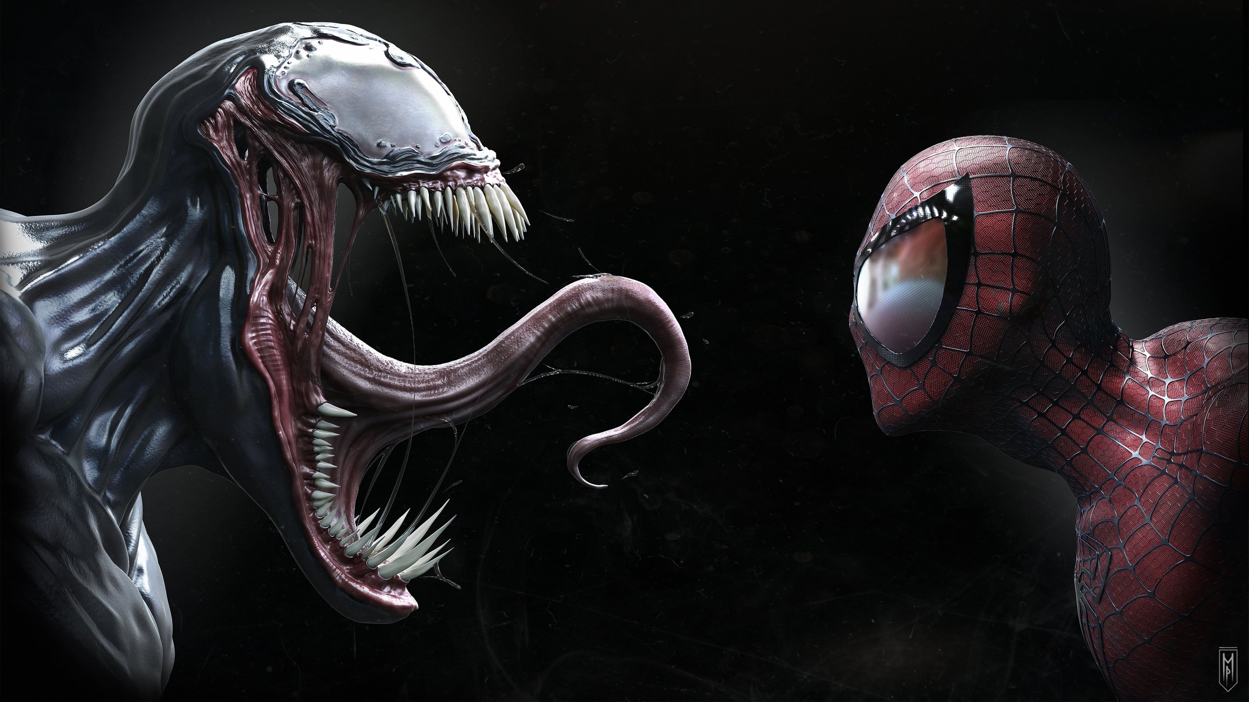 4000x2250 Marvel Spider Man And Venom Wallpaper #Symbiote #Spider Man #Venom Simple Background Tongue Out Marvel Comics K #wallpaper. Marvel Wallpaper, Spiderman, Venom, Desktop