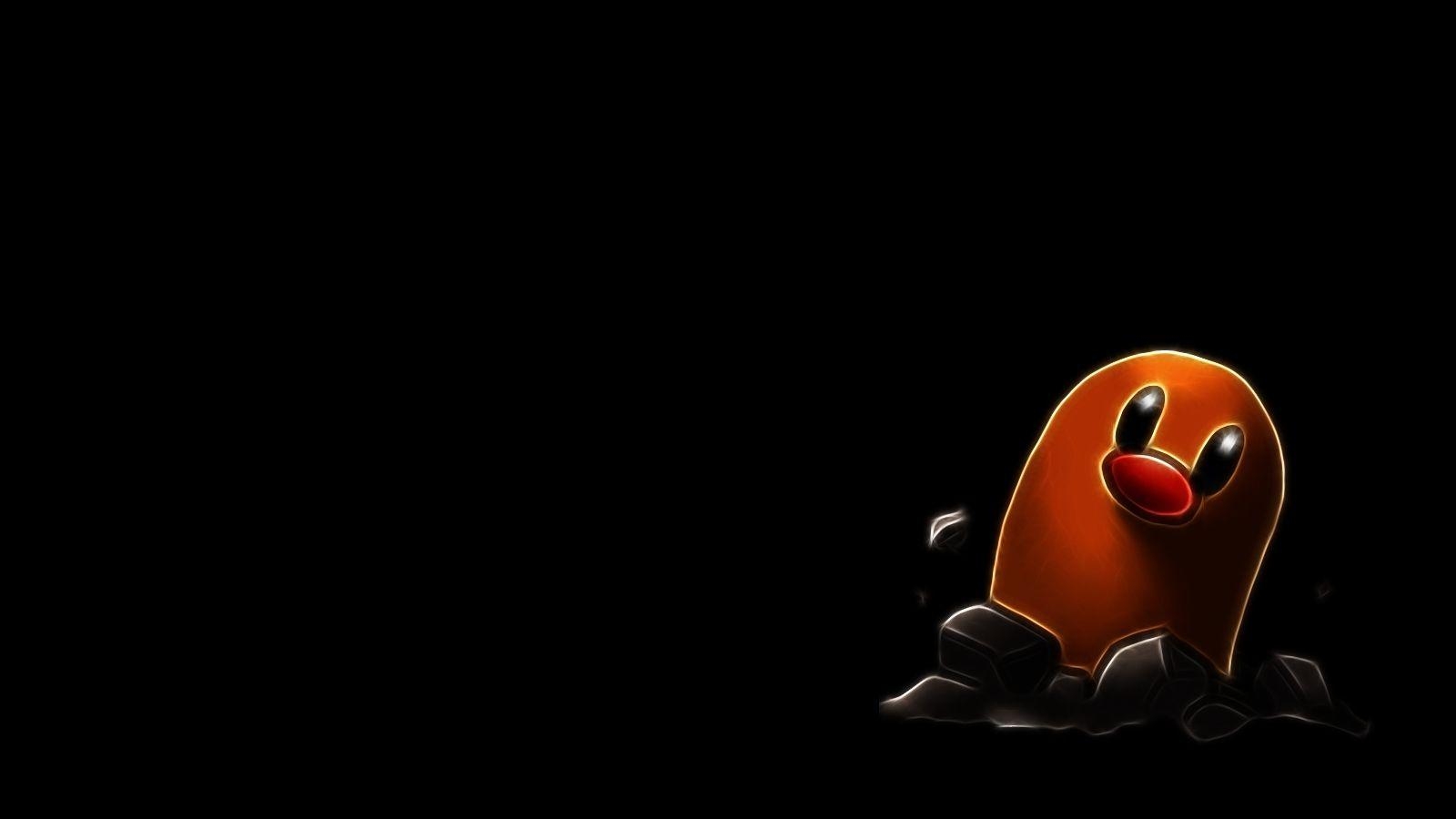 1600x900 pokemon fractalius brown diglett worm black background, Desktop