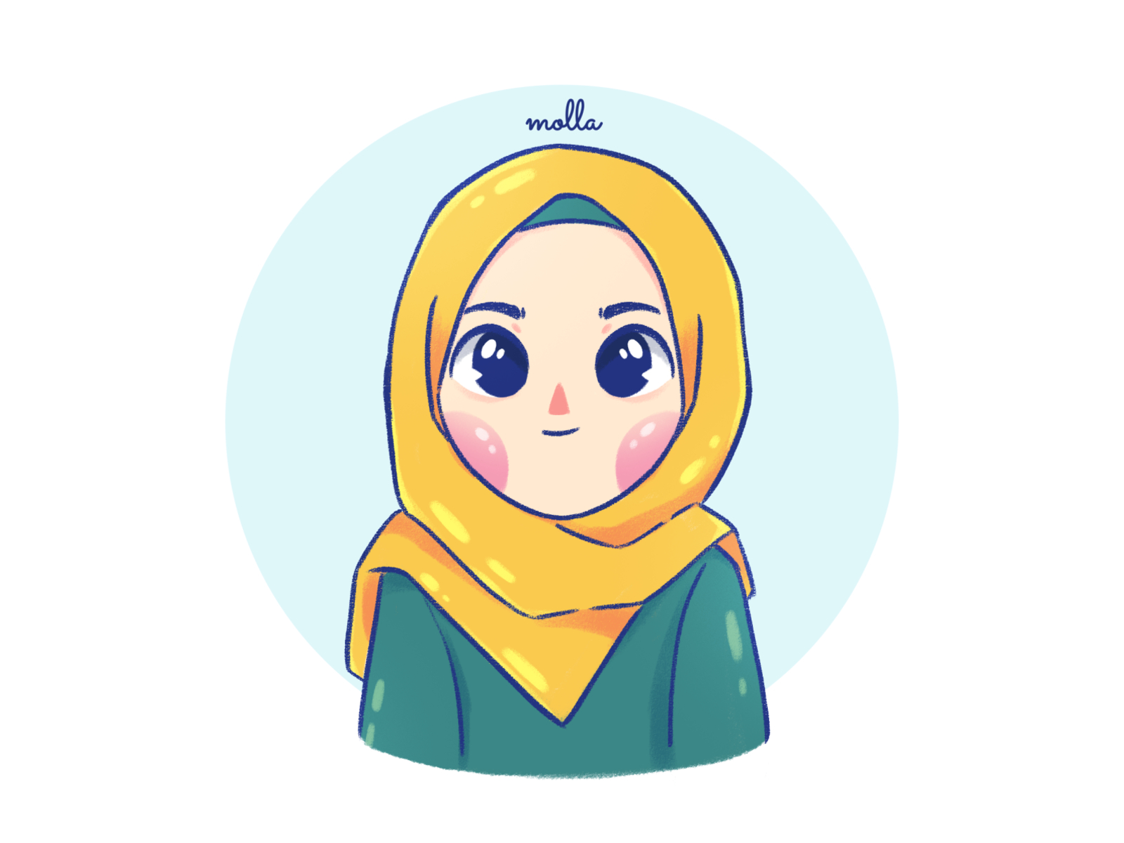 1600x1200 Super Duper Cute Hijab Girl Cartoon Portrait, Desktop