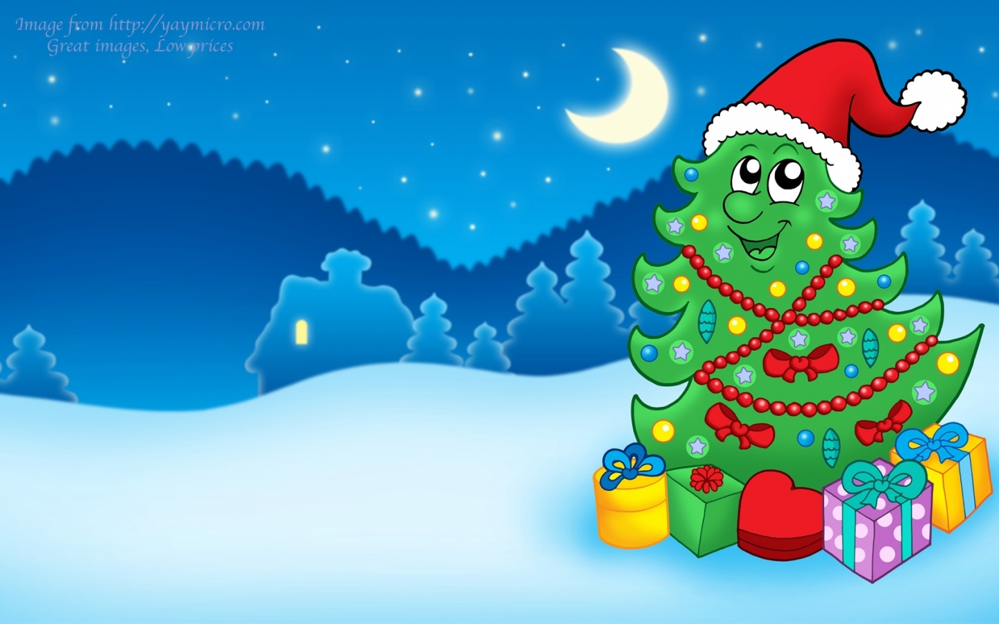 1440x900 Cartoon Christmas Wallpaper Picture M The Happiest Christmas Tree, Desktop