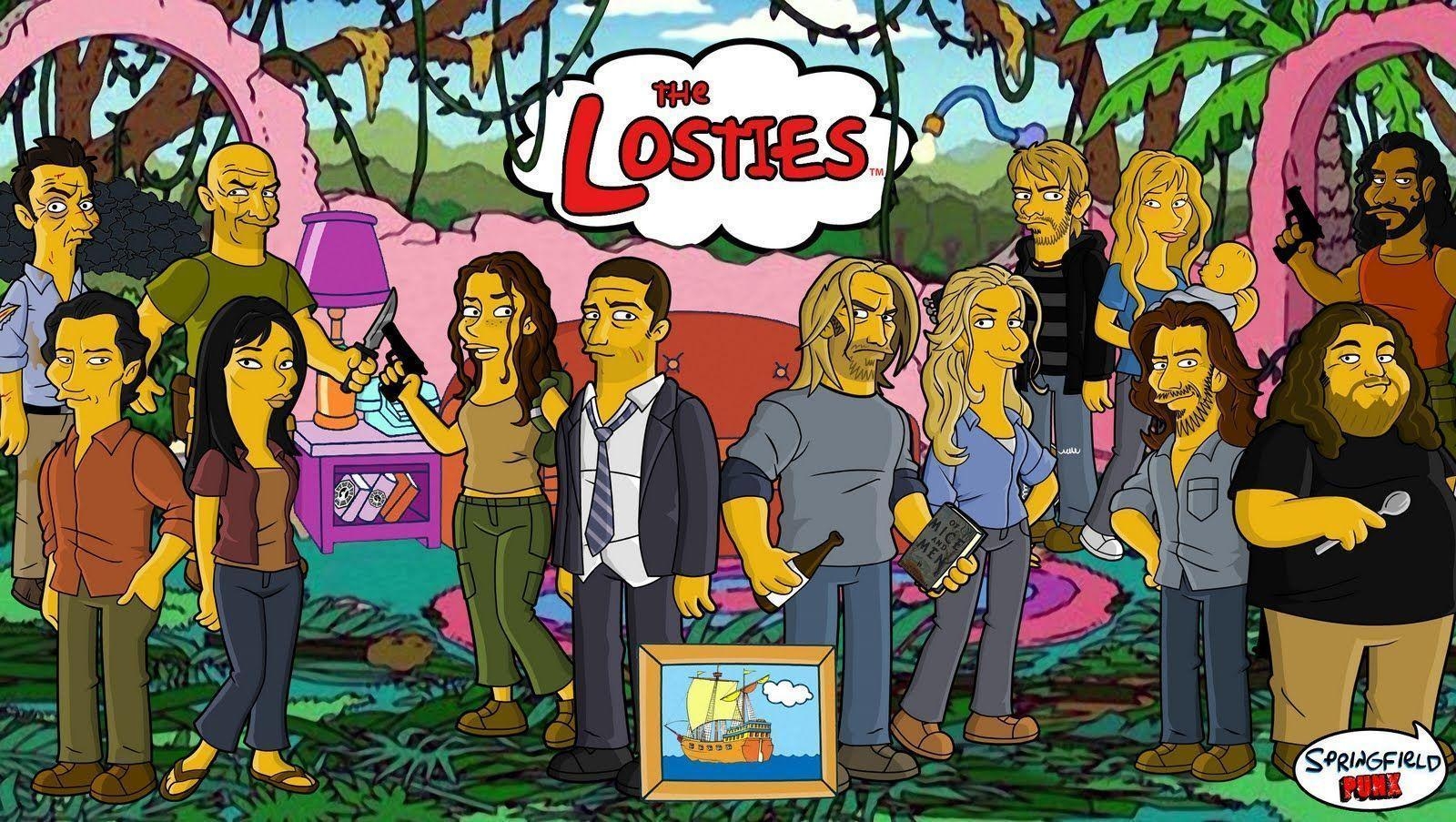 1600x910 Lost, Simpsons style, Desktop