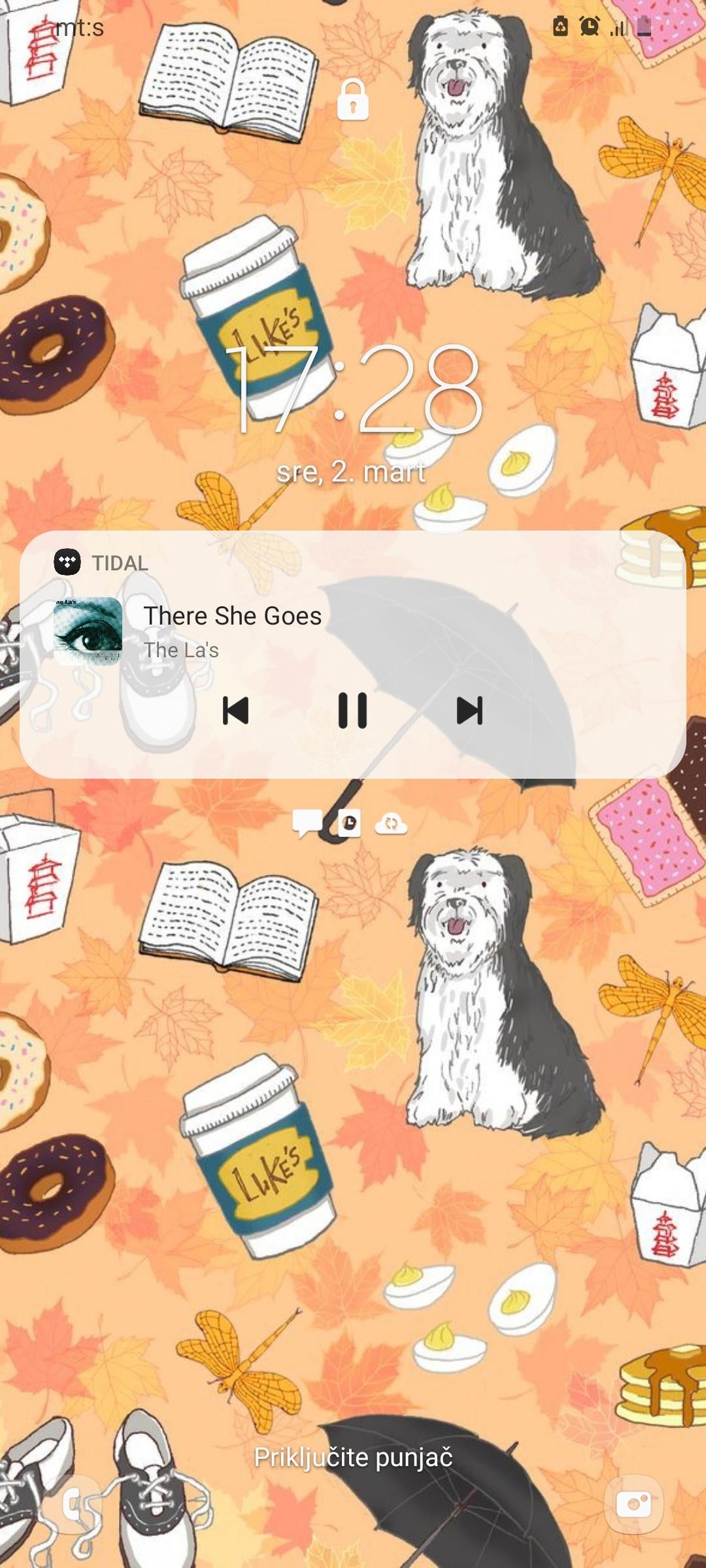 1080x2400 Thought I share my cute lockscreen with you guys. My playlist was on and this song came, it's a perfect match! (I found this wallpaper on ), Phone