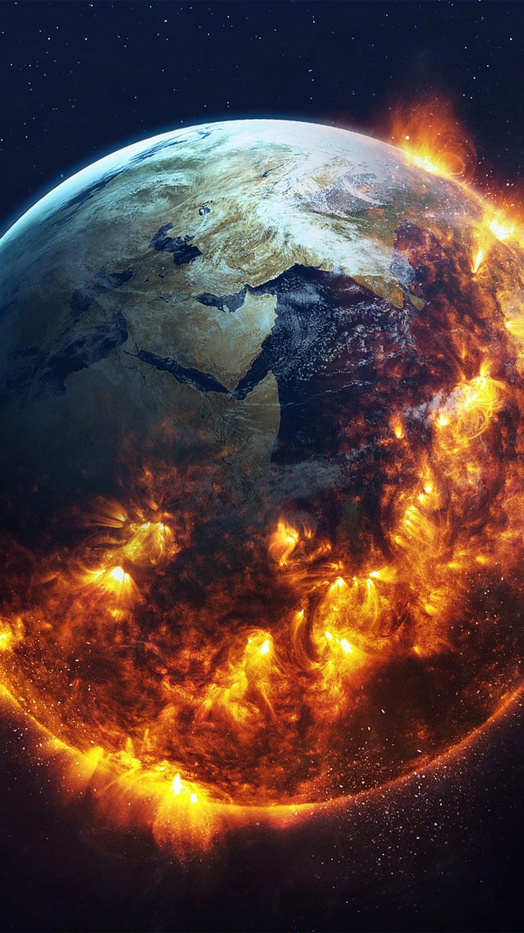 1080x1920 Earth Space Fire iPhone 8 Wallpaper X Earth Wallpaper 4k, Phone