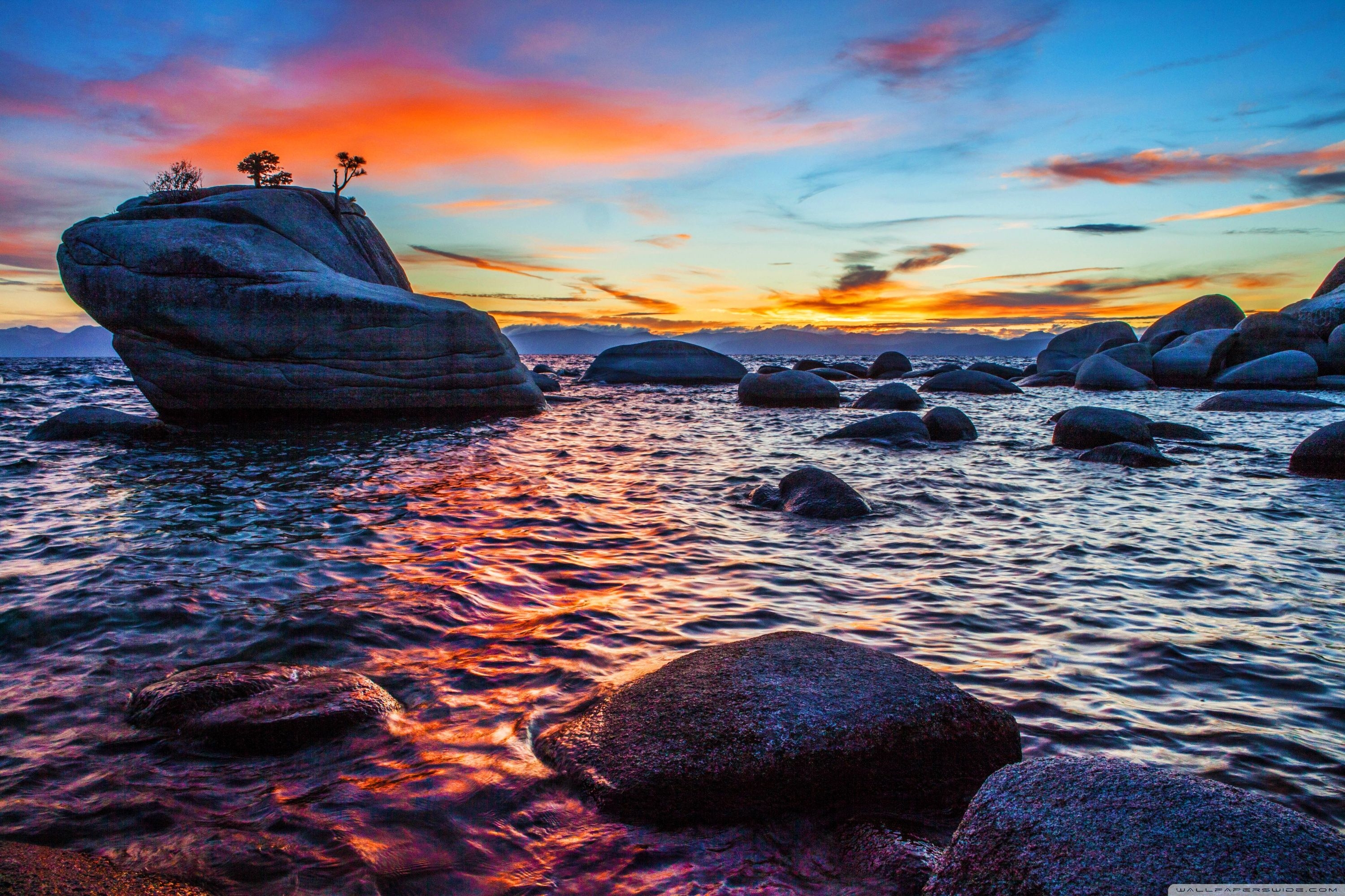 3000x2000 Bonsai Rock Sunset at Lake Tahoe HD desktop wallpaper, Widescreen, Desktop