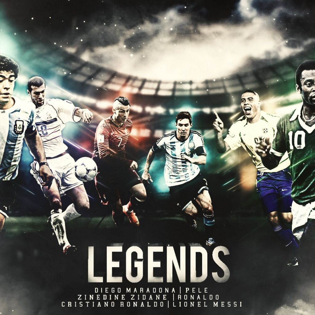 1030x1030 Download wallpaper wallpaper, sport, Cristiano Ronaldo, football, Lionel Messi, legends, Ronaldo, Zinedine Zidane, players, Pele, Diego Maradona, section sports in resolution, Phone