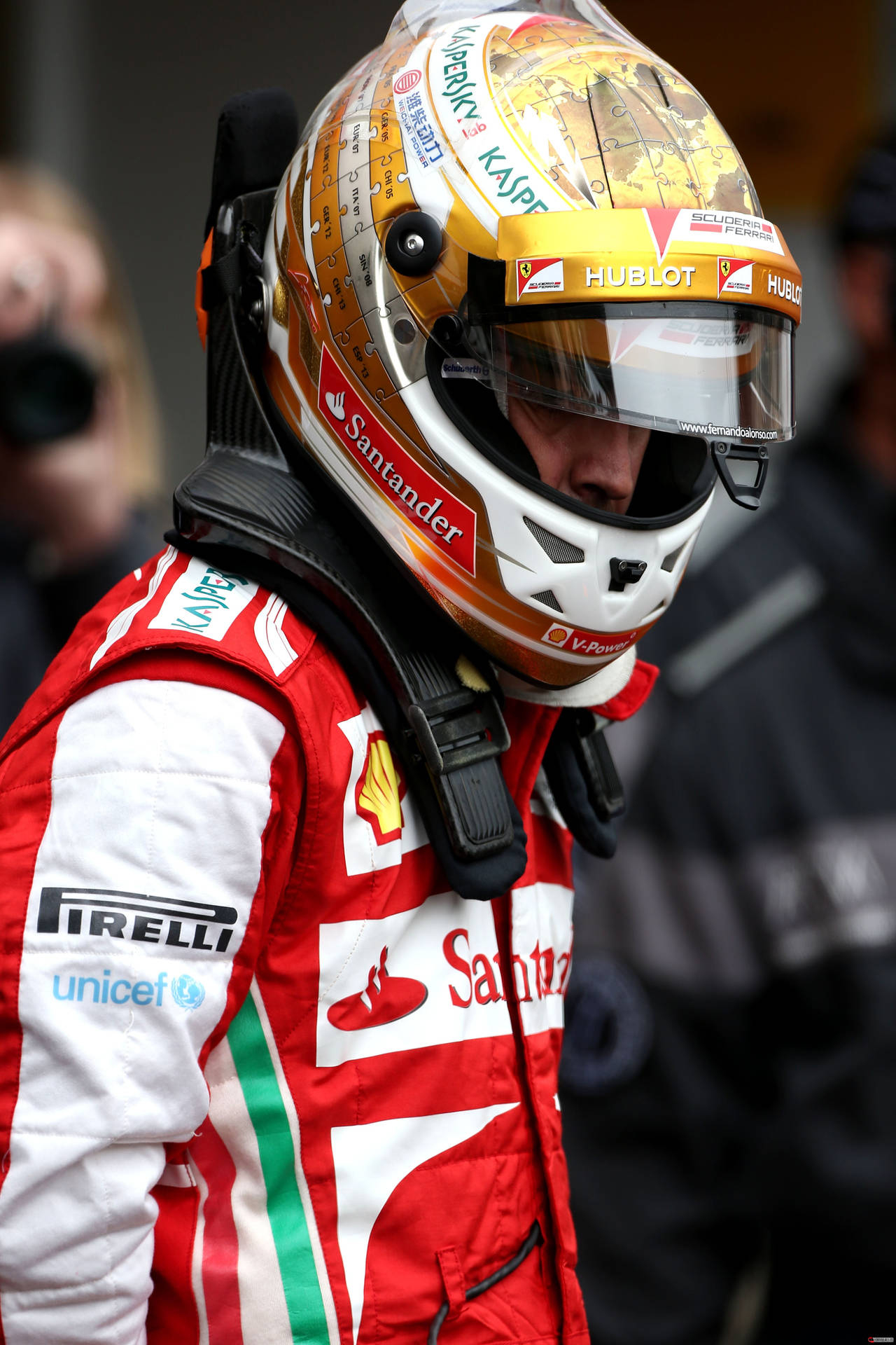 1280x1920 Download Fernando Alonso Puzzle Helmet Wallpaper, Phone