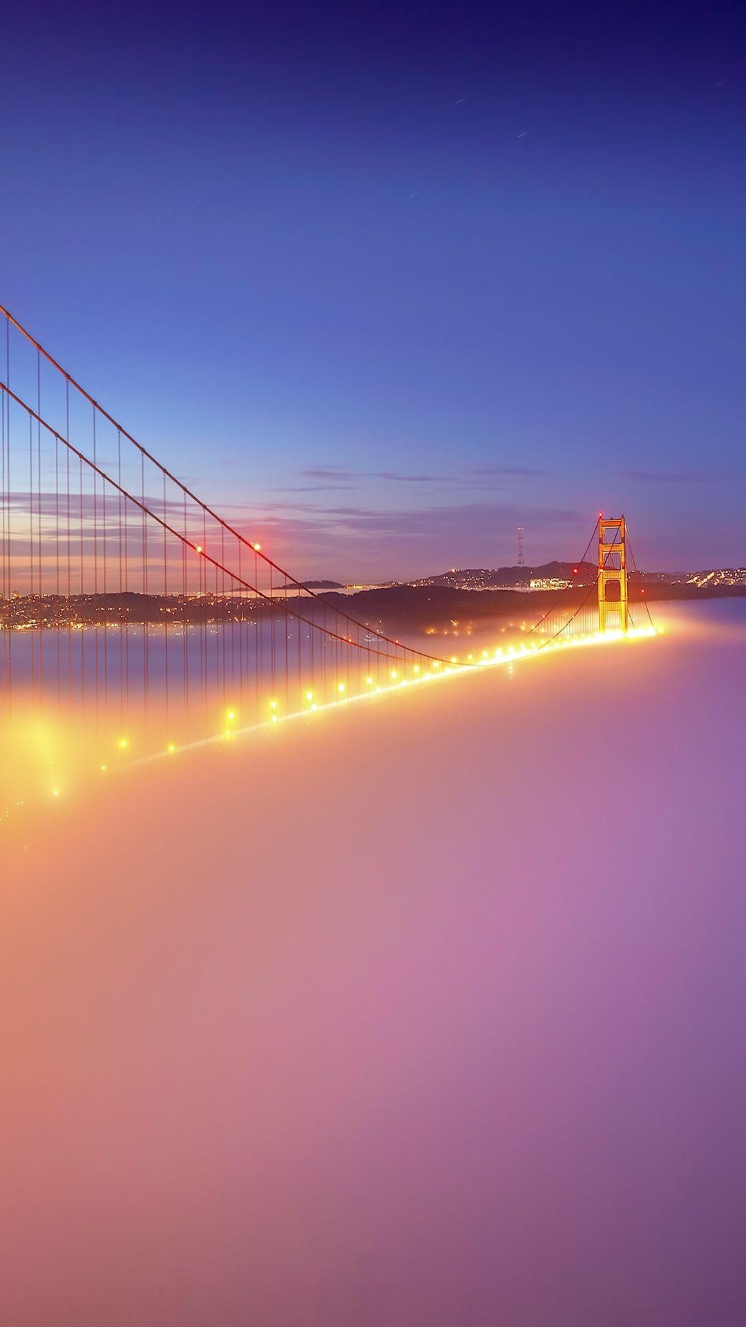 1080x1920 San Francisco Golden Gate Bridge Fog Lights android wallpaper, Phone