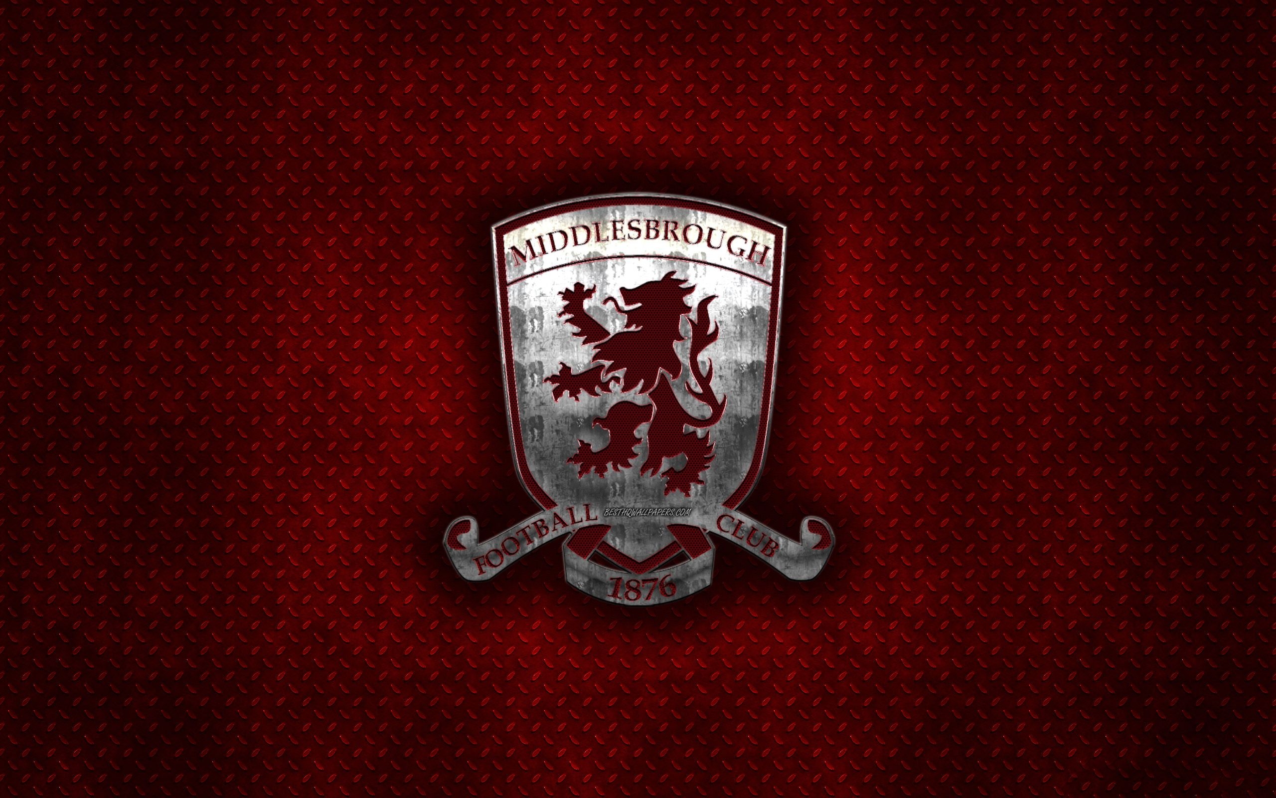 2560x1600 Download wallpaper Middlesbrough FC, English football club, red metal texture, metal logo, emblem, Middlesbrough, England, EFL Championship, creative art, football for desktop with resolution. High Quality HD picture wallpaper, Desktop