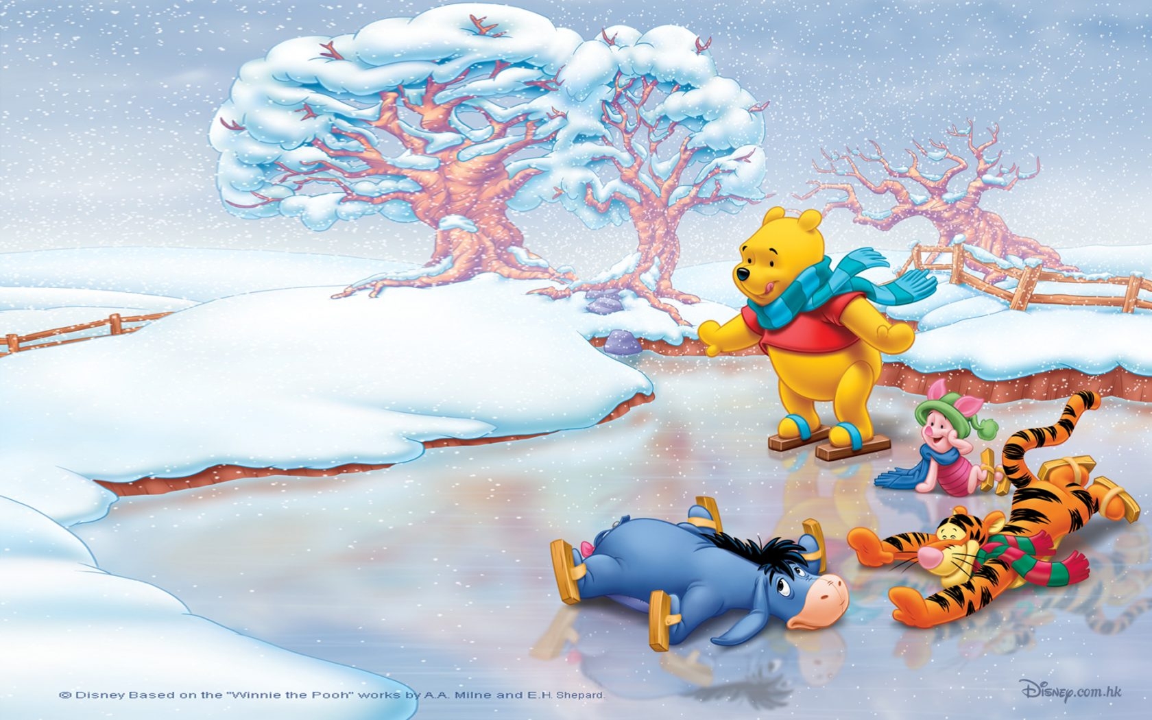 1680x1050 Winnie The Pooh And Friends Piglet Eeyore Tigger Cartoon Image Winter Skating Ice Desktop HD Wallpaper For Pc Tablet 1920x1200, Wallpaper13.com, Desktop