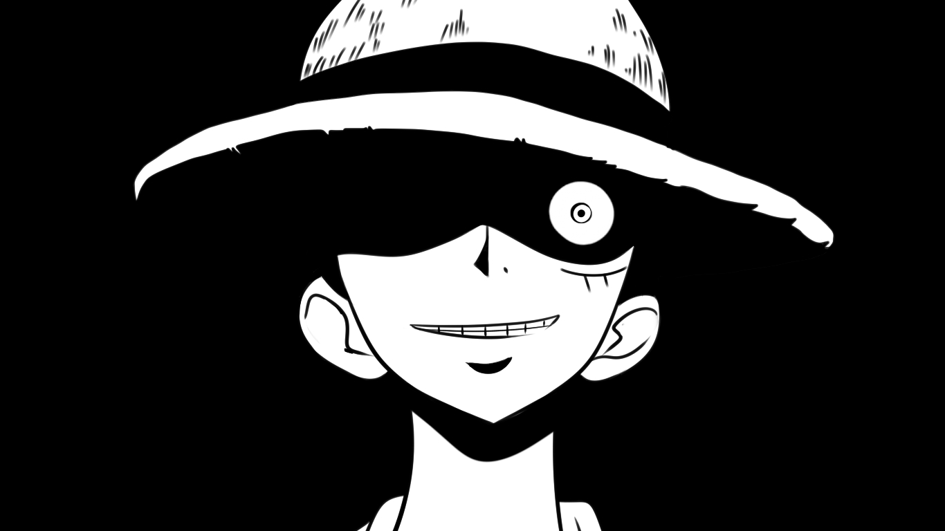 1370x770 Luffy Black and White Wallpaper Free Luffy Black and White Background, Desktop