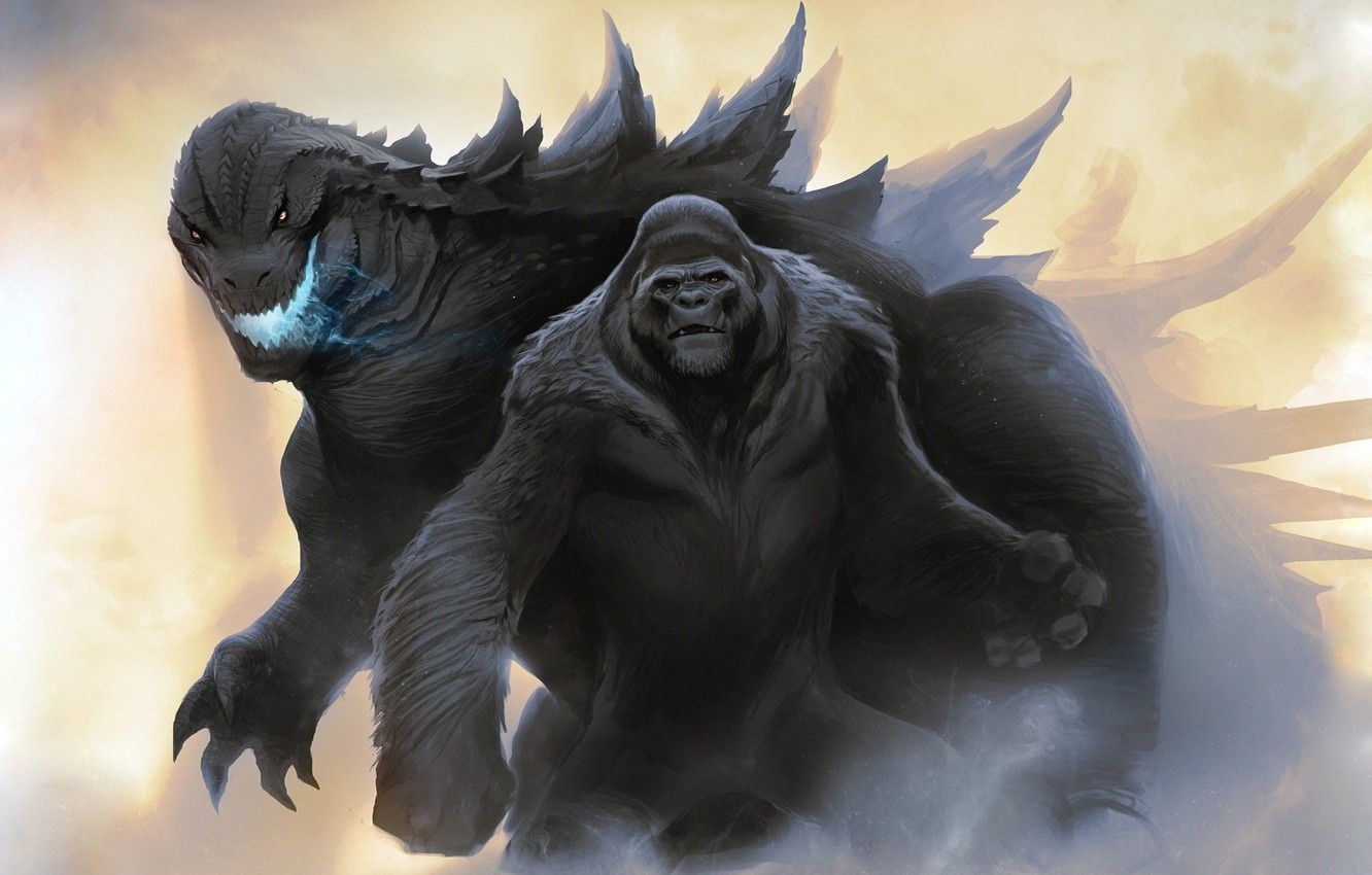 1340x850 Wallpaper King Kong, Figure, King Kong, Godzilla, Art, Art, Godzilla, Kong, by Nikolay Toshev, Godzilla vs Kong, Nikolay Toshev image for desktop, section фантастика, Desktop