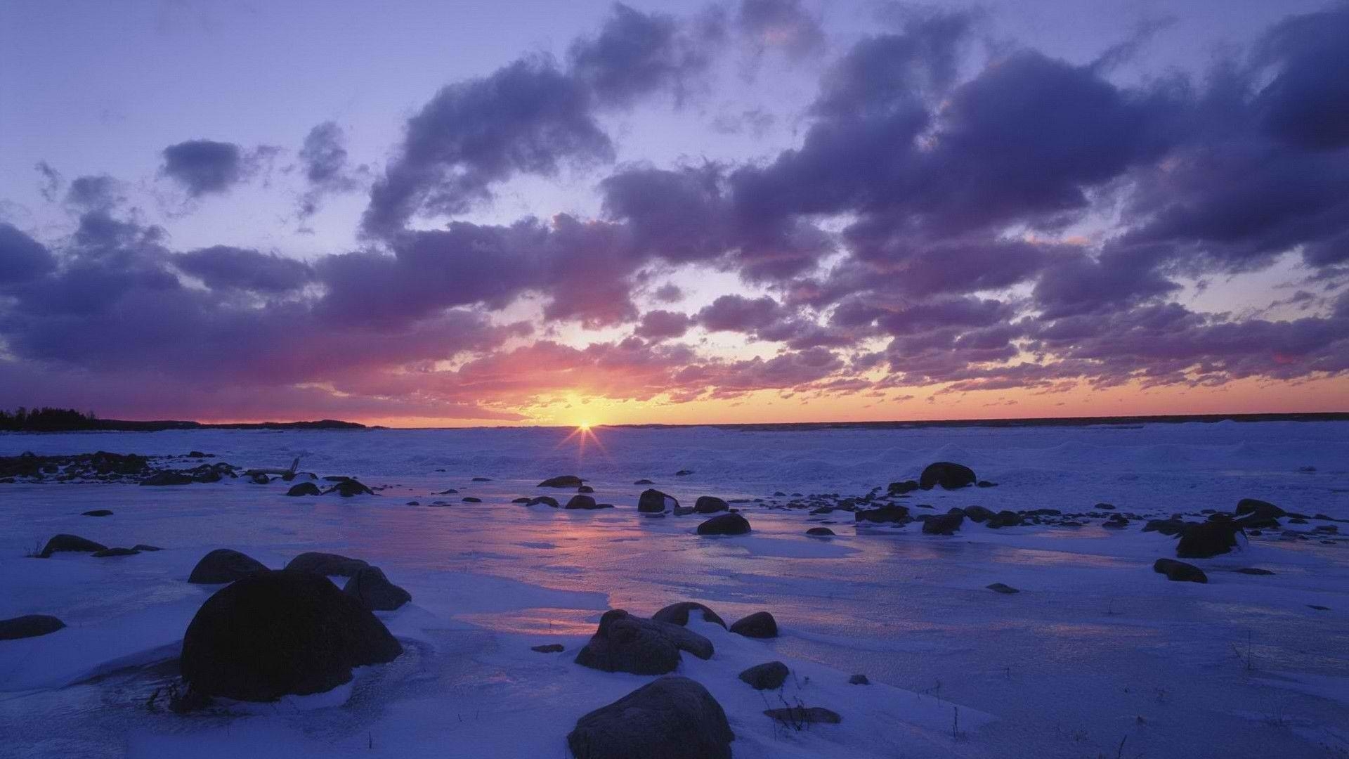 1920x1080 The Image of Sunset Winter (season) World Lake Michigan, Desktop