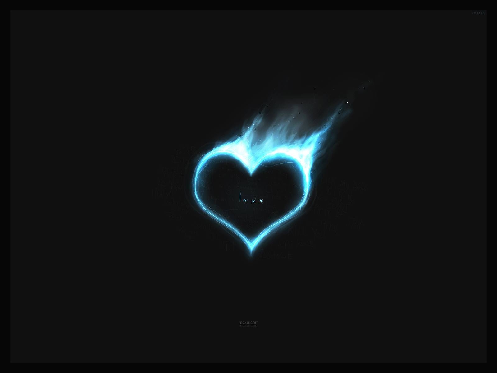 1600x1200 Flaming Blue Heart Wallpaper, Desktop