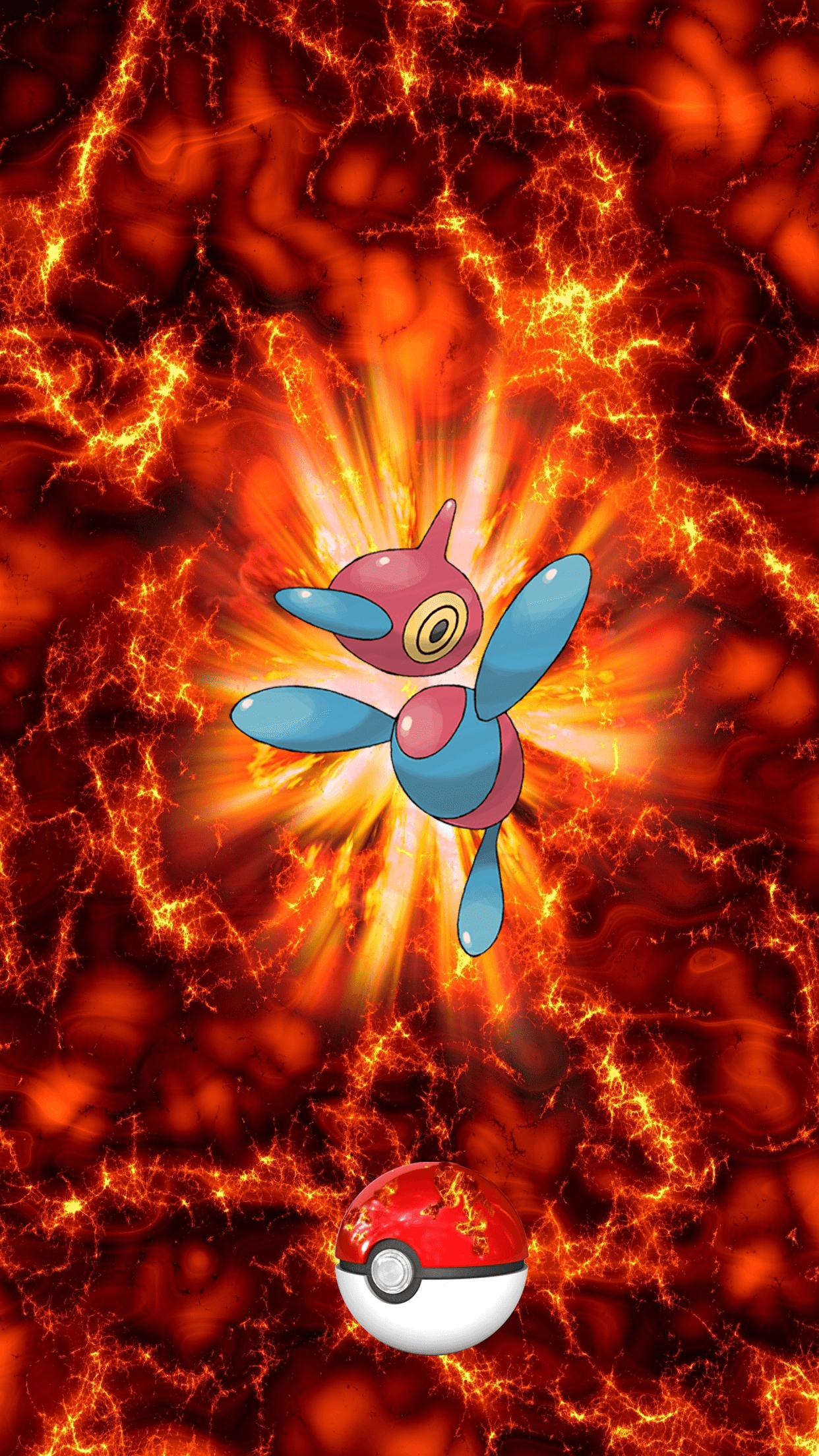 1250x2210 Fire Pokeball Porygon Z PorygonZPolygonZ Porygon2, Phone