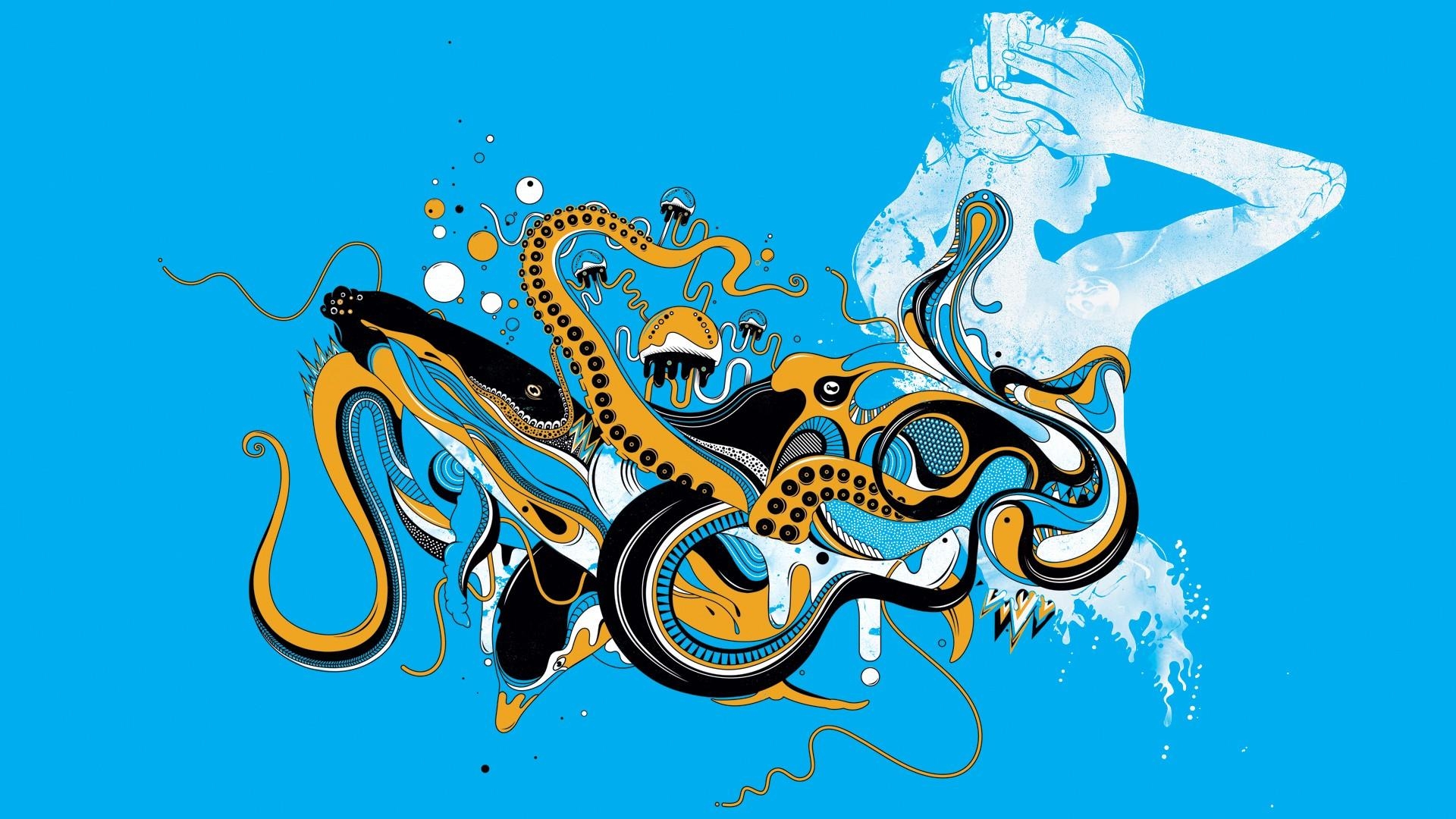 1920x1080 Octopus Background, Desktop