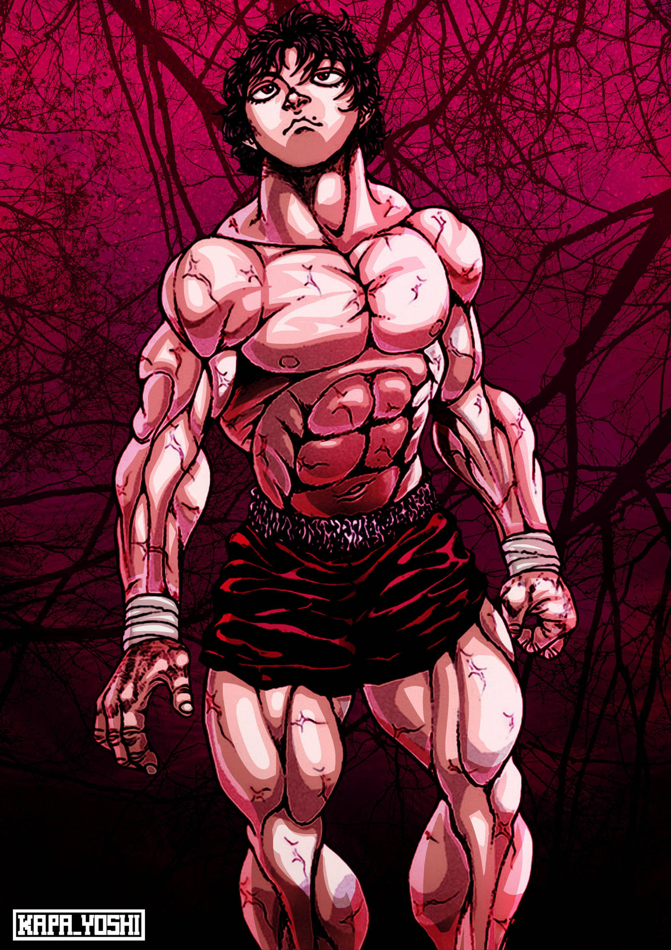 1360x1920 Download Red Aesthetic Baki Hanma Wallpaper, Phone