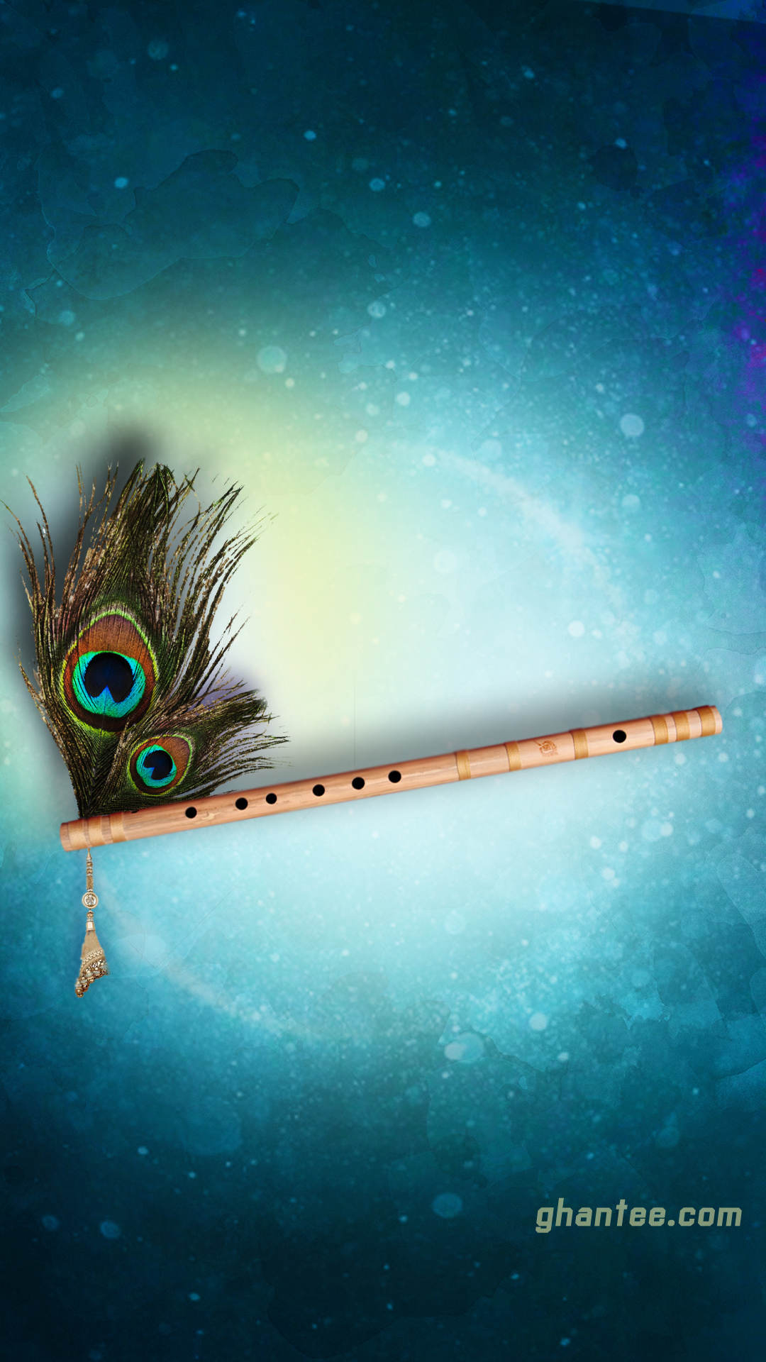 1080x1920 Lord Krishna Peacock Feather with Flute HD Wallpaper Classic Krishna Wallpaper Digital Download, Phone