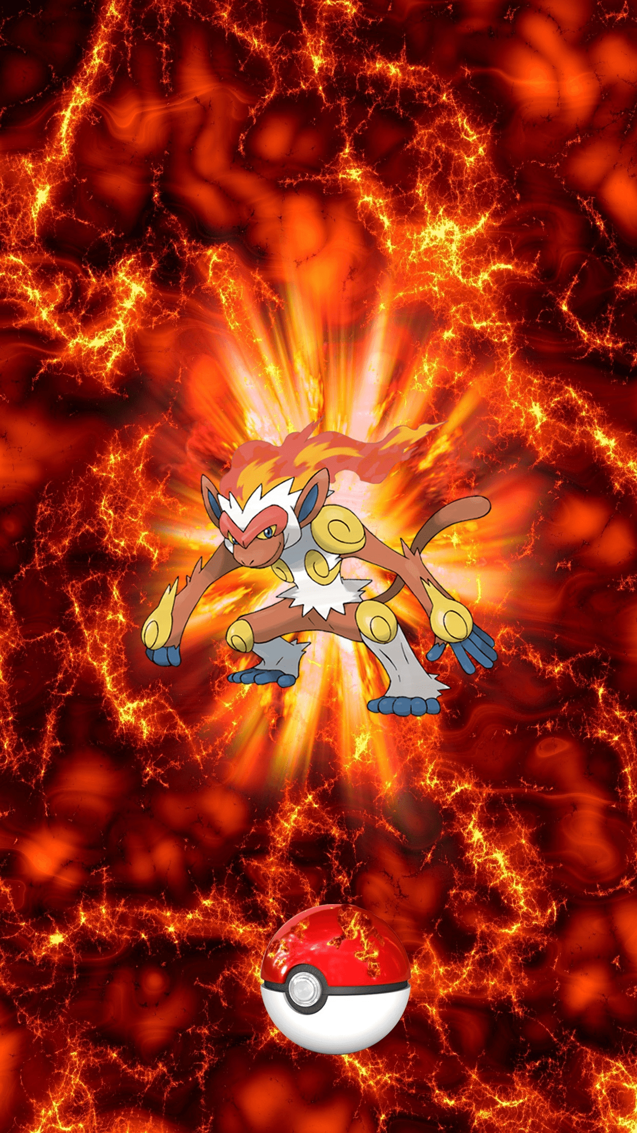 1250x2210 Fire Pokeball Infernape Goukazaru 43 Monferno, Phone