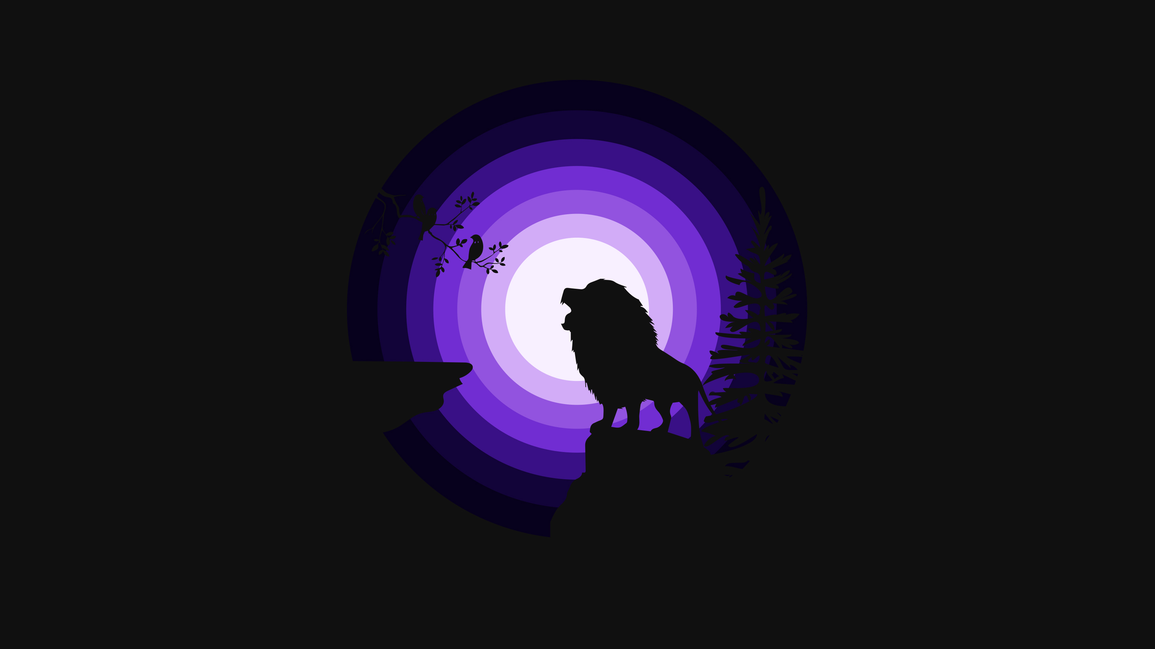 3840x2160 Lion 4K Wallpaper, Roaring, Silhouette, Moon, Night, Purple, Black Dark, Desktop