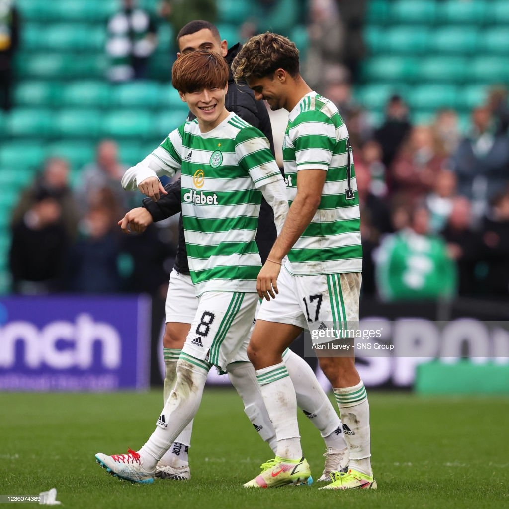 1030x1030 Celtic's Kyogo Furuhashi and Jota at full time during the cinch. News Photo, Phone