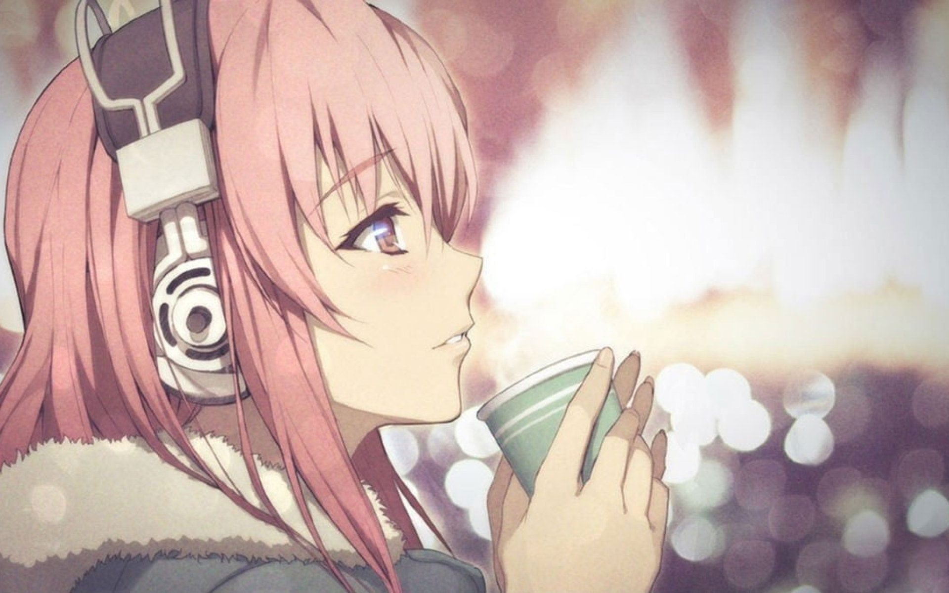 1920x1200 Nitroplus wallpaper, Super Sonico, pink hair, profile, anime girls, headphones • Wallpaper For You HD Wallpaper For Desktop & Mobile, Desktop