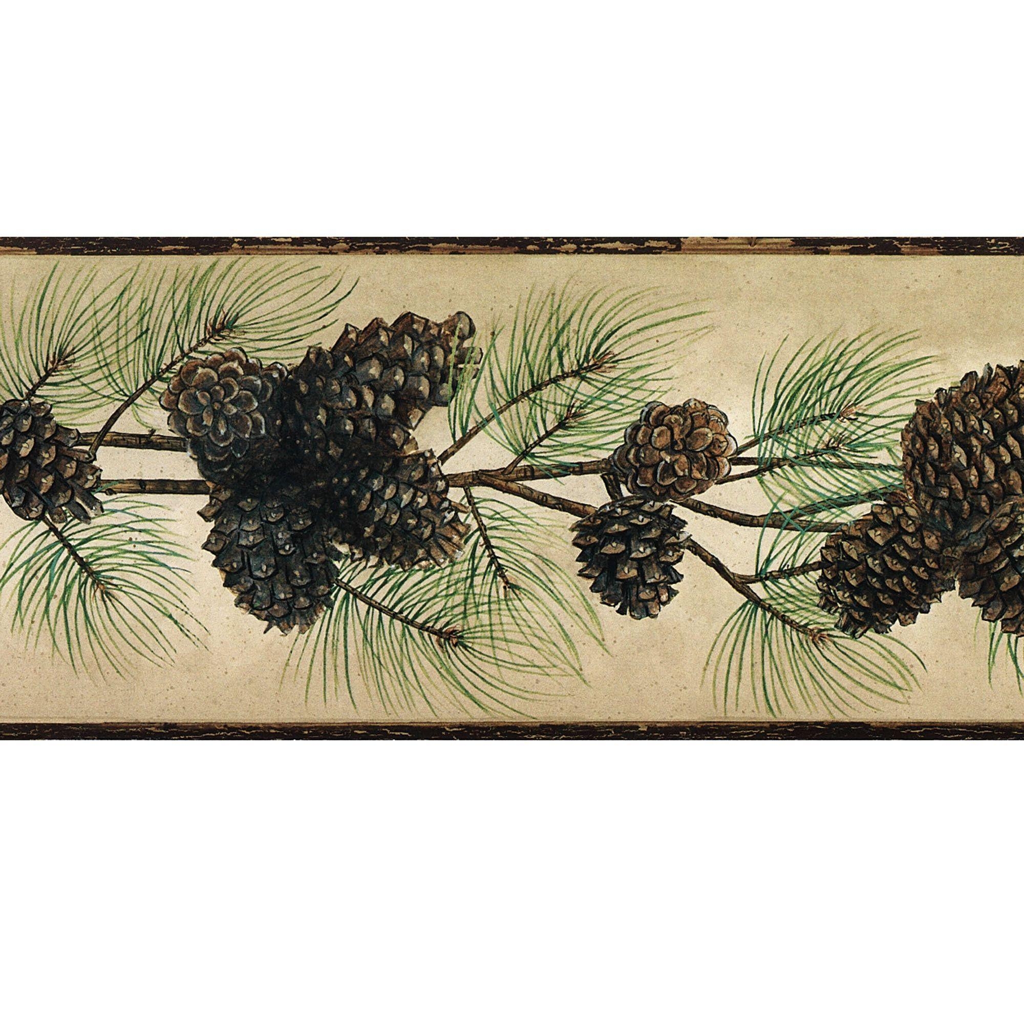 2000x2000 Rustic Pine Cone Wallpaper Border, Phone