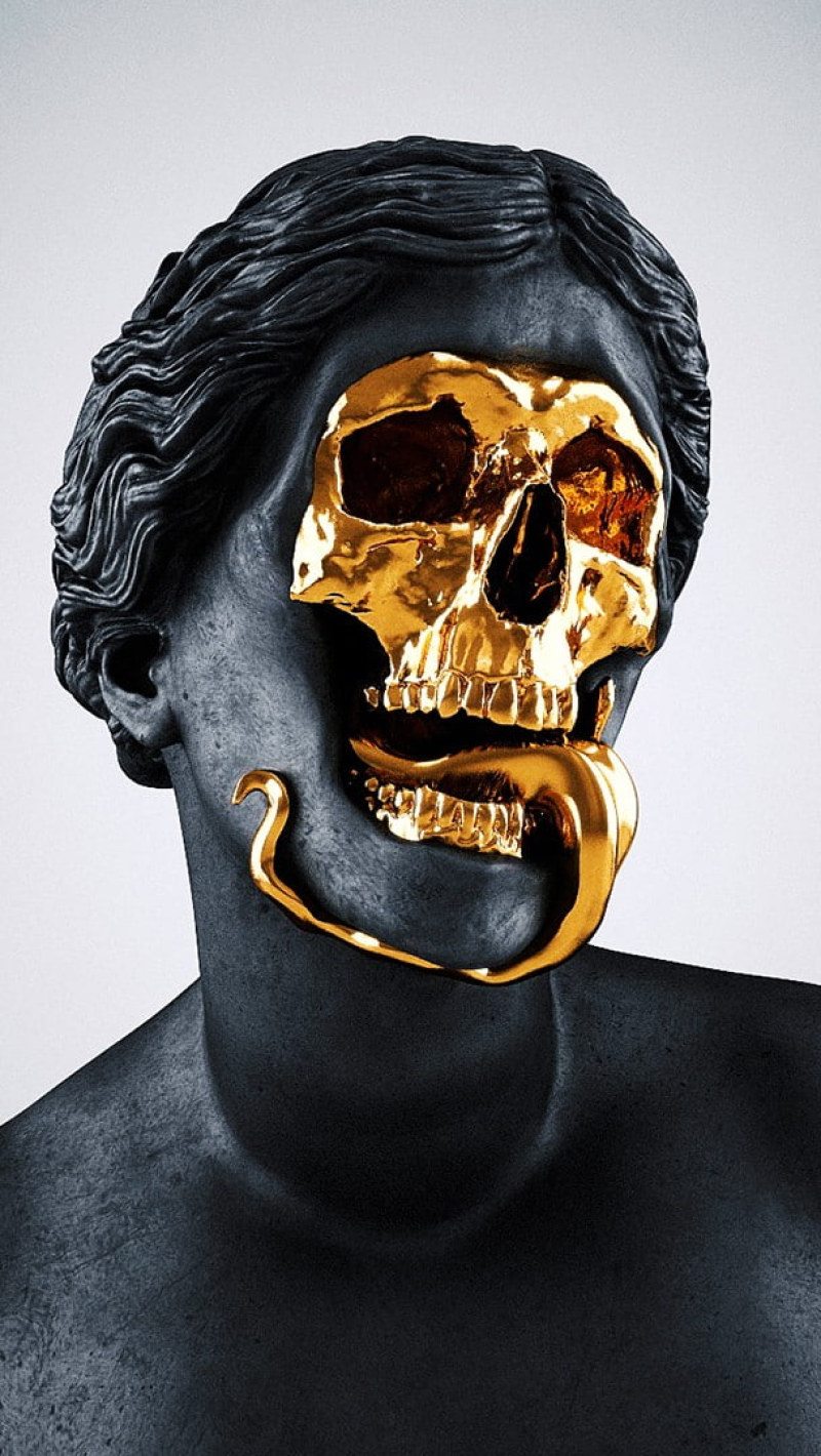 800x1420 Statue Skull Gold Marble wallpaper Roman Greek Sculpture • Wallpaper For You HD Wallpaper For Desktop & Mobile, Phone