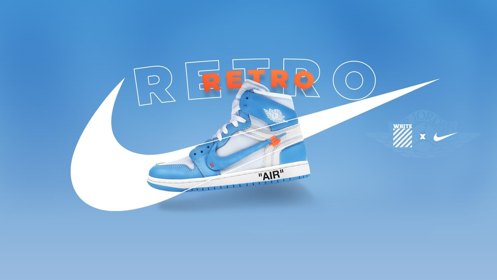 1920x1080 Air Jordan 1 Retro High OG 'UNC' Advertisement I made that can also be used as a clean wallpaper!. Jordan logo wallpaper, Jordan 1 retro high, Jordans, Desktop