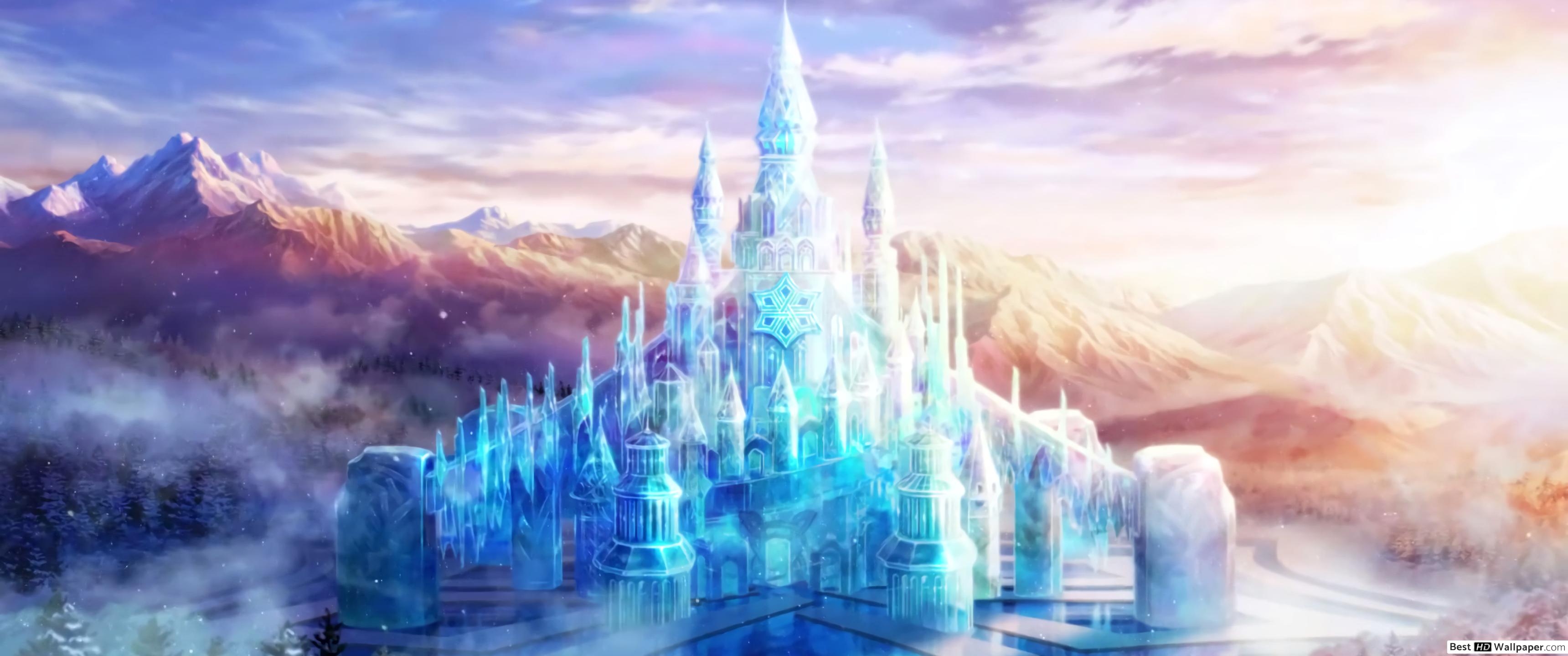 3440x1440 Iced castle HD wallpaper download, Dual Screen