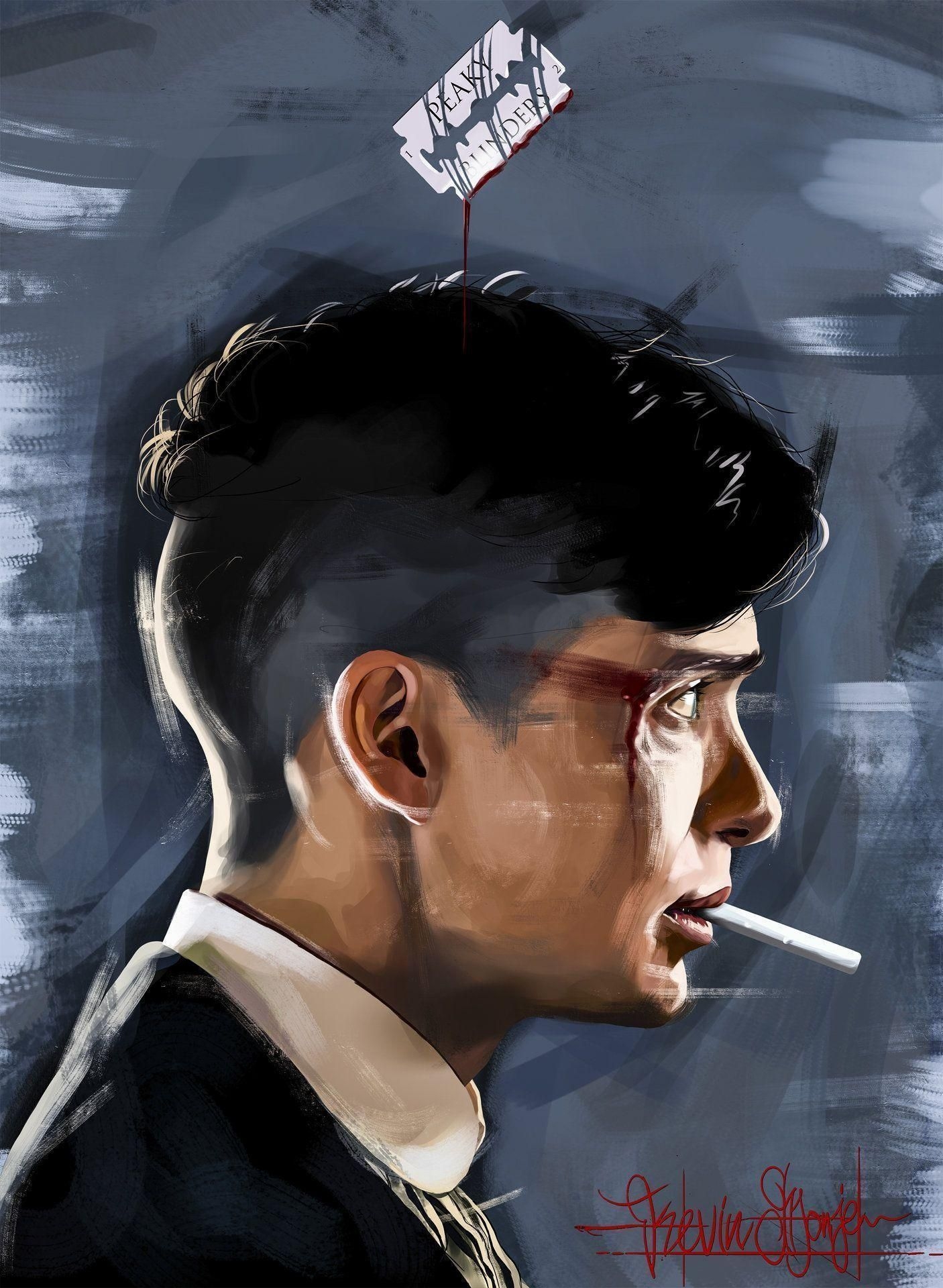 1410x1920 Thomas Shelby Smoking Painting, Phone