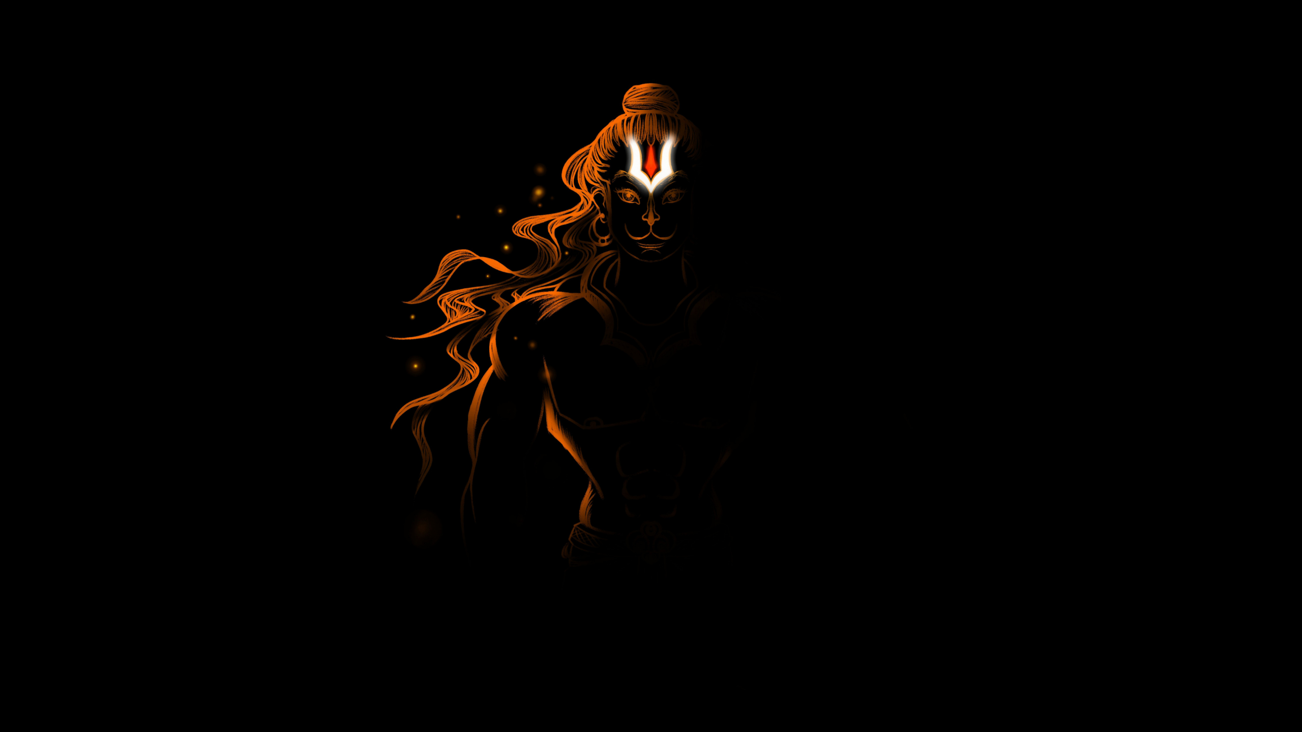 2560x1440 Lord Hanuman Wallpaper 4K, Black, Desktop