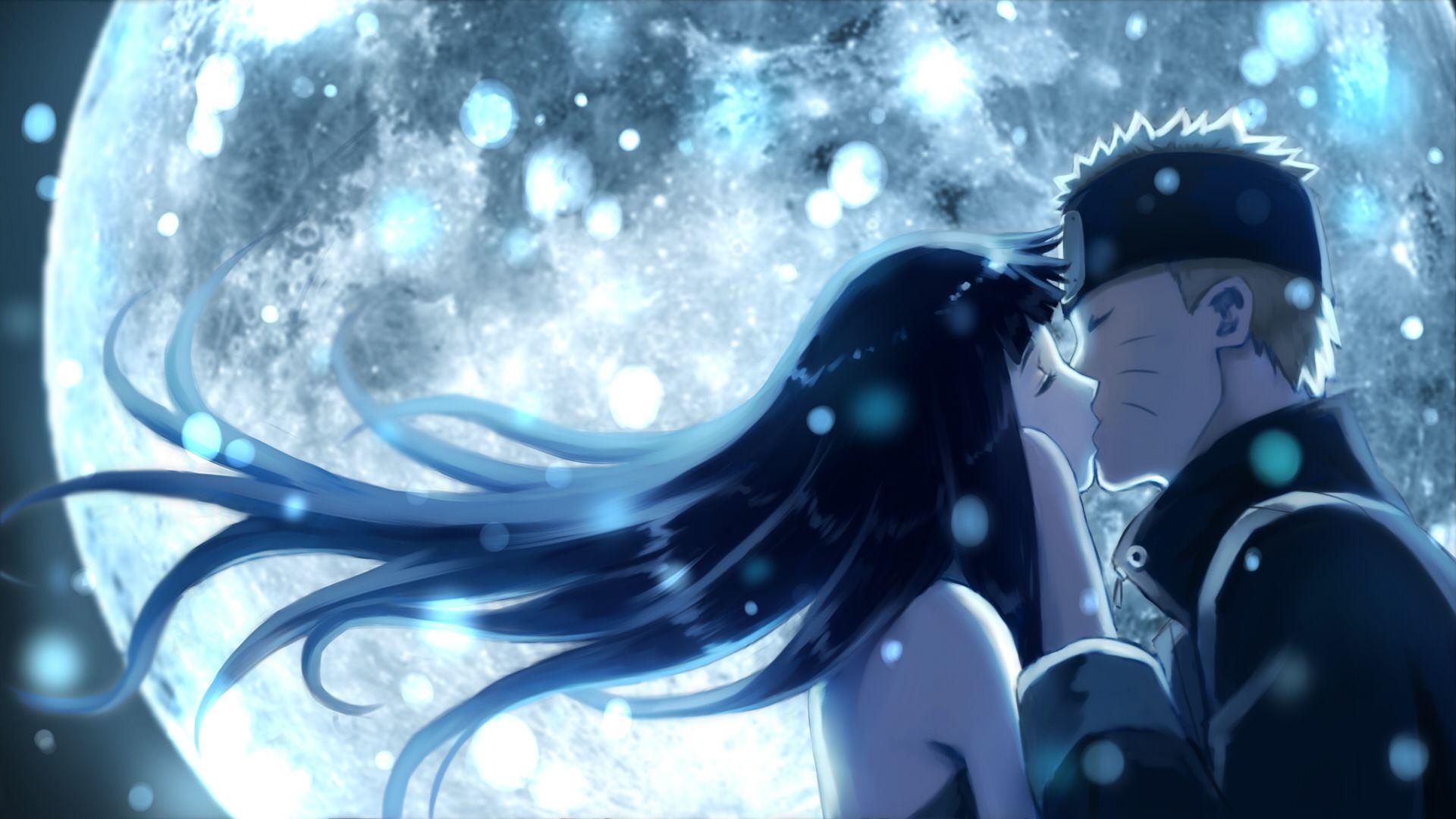 1920x1080 Download wallpaper kiss, moon, naruto, Naruto Uzumaki, Hinata, Desktop