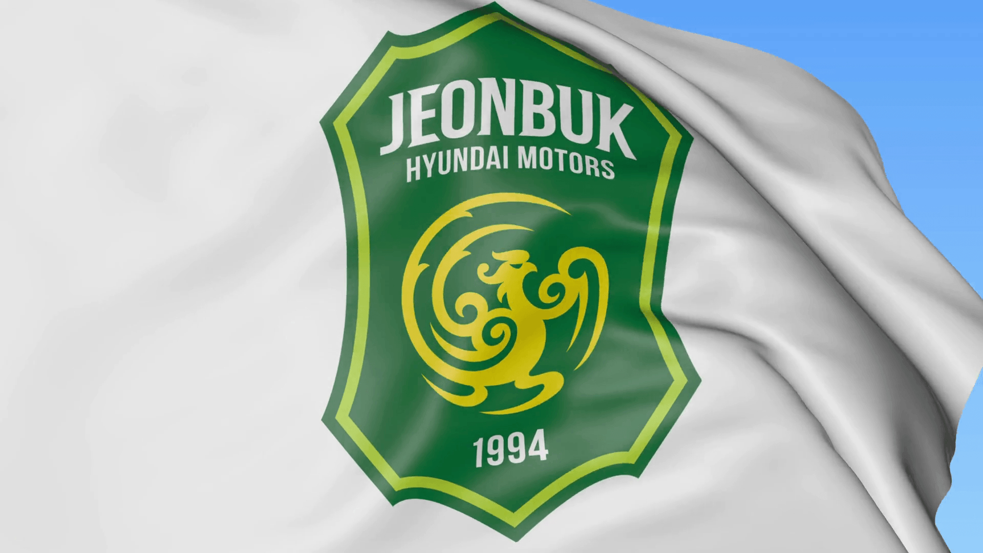 1920x1080 Close Up Of Waving Flag With Jeonbuk Hyundai Motors FC Football Club, Desktop