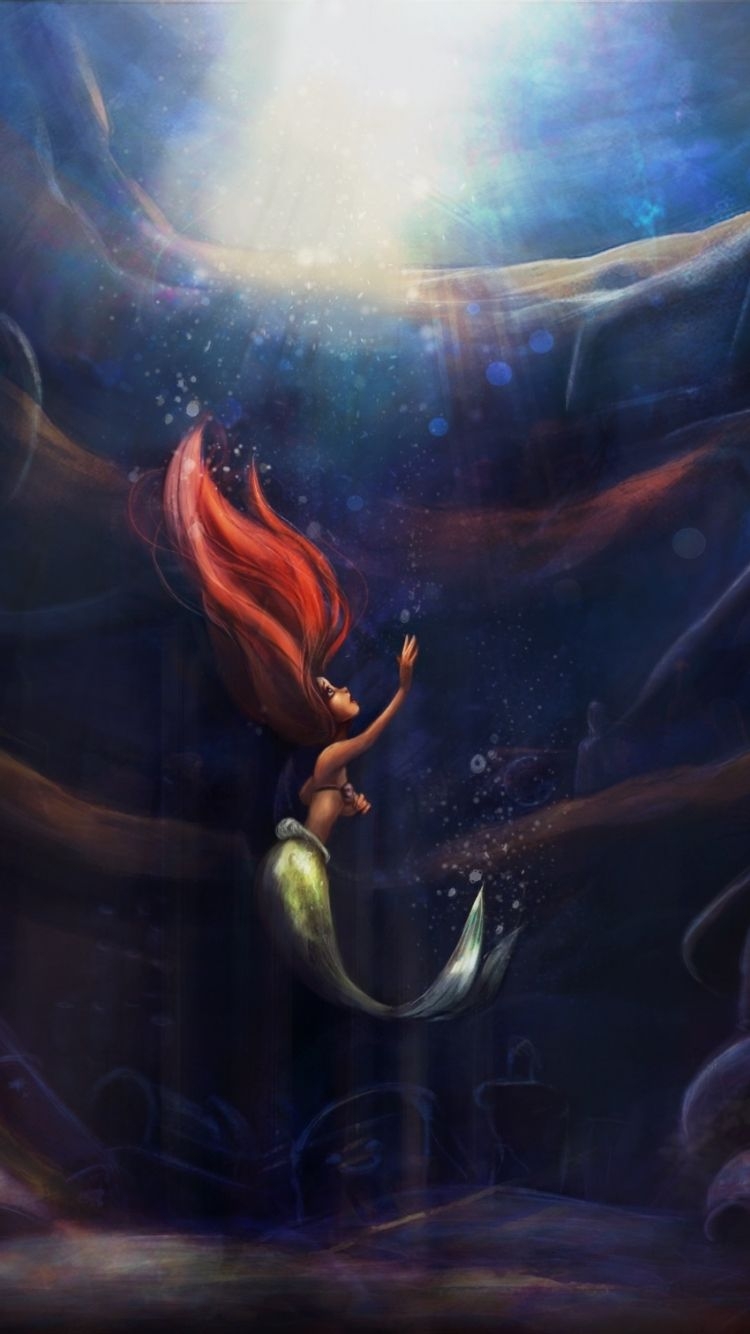 750x1340 Download  wallpaper underwater, mermaid, fantasy, art, Phone