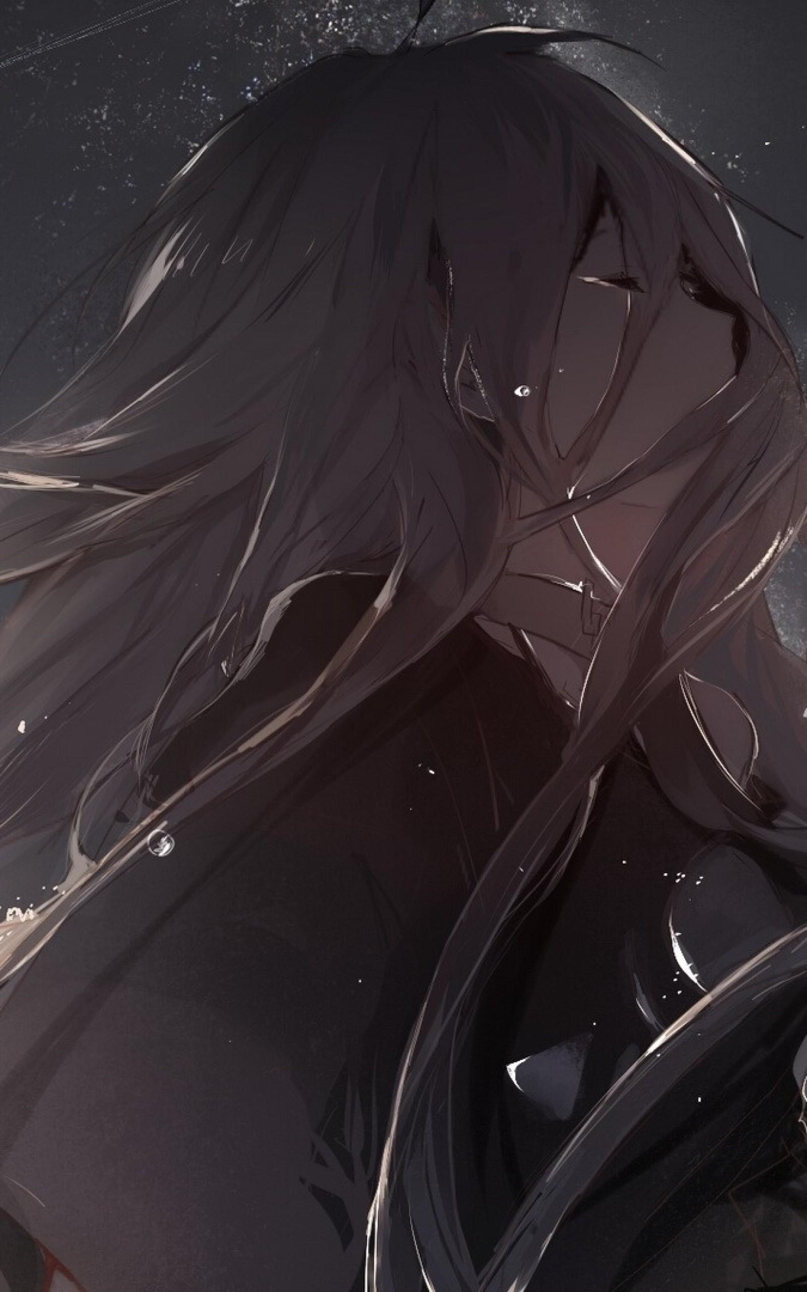 1600x2560 Download  Anime Girl, Crying, Profile View, Sad, Phone