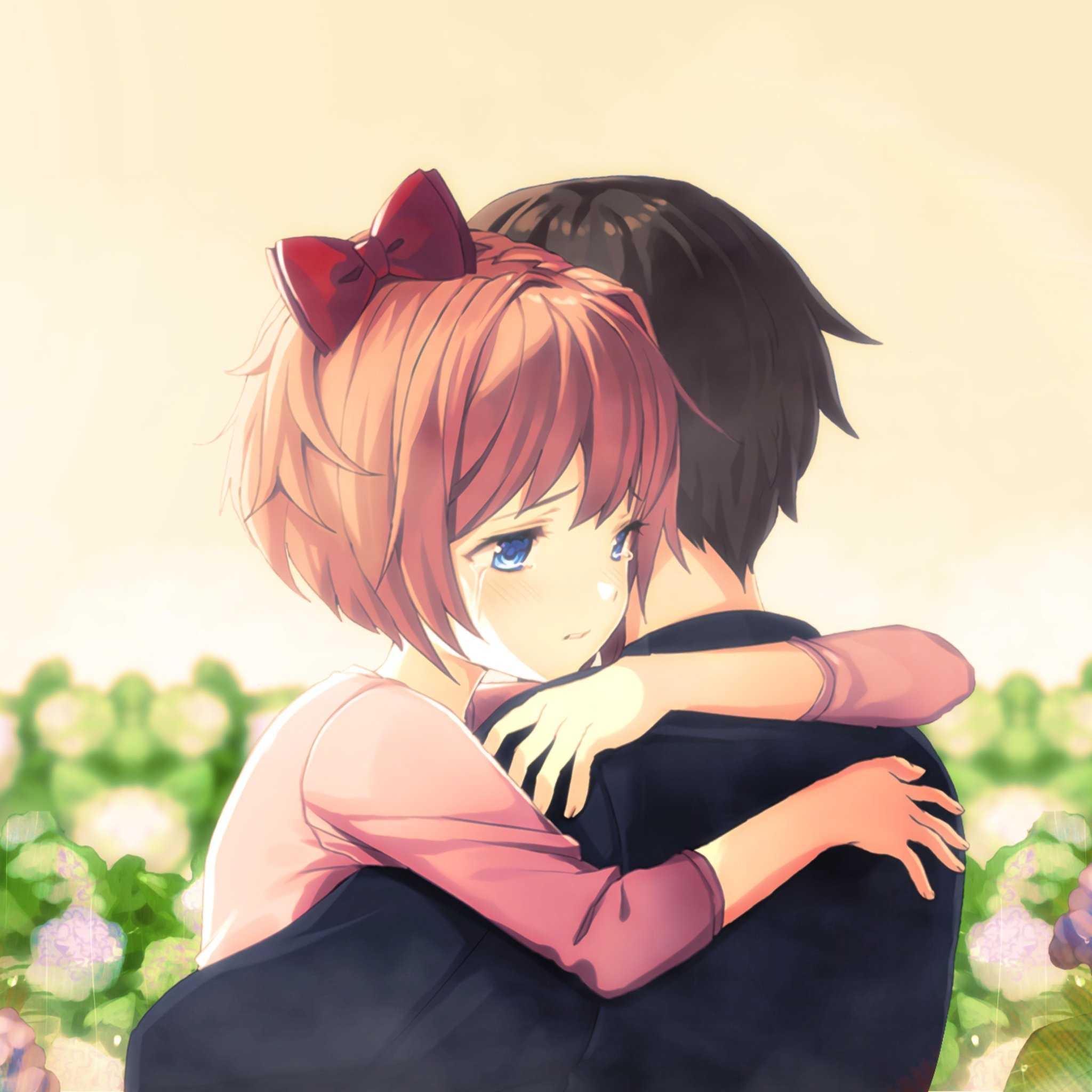 2050x2050 Cute Anime Couple Hug HD Wallpaper (), Phone