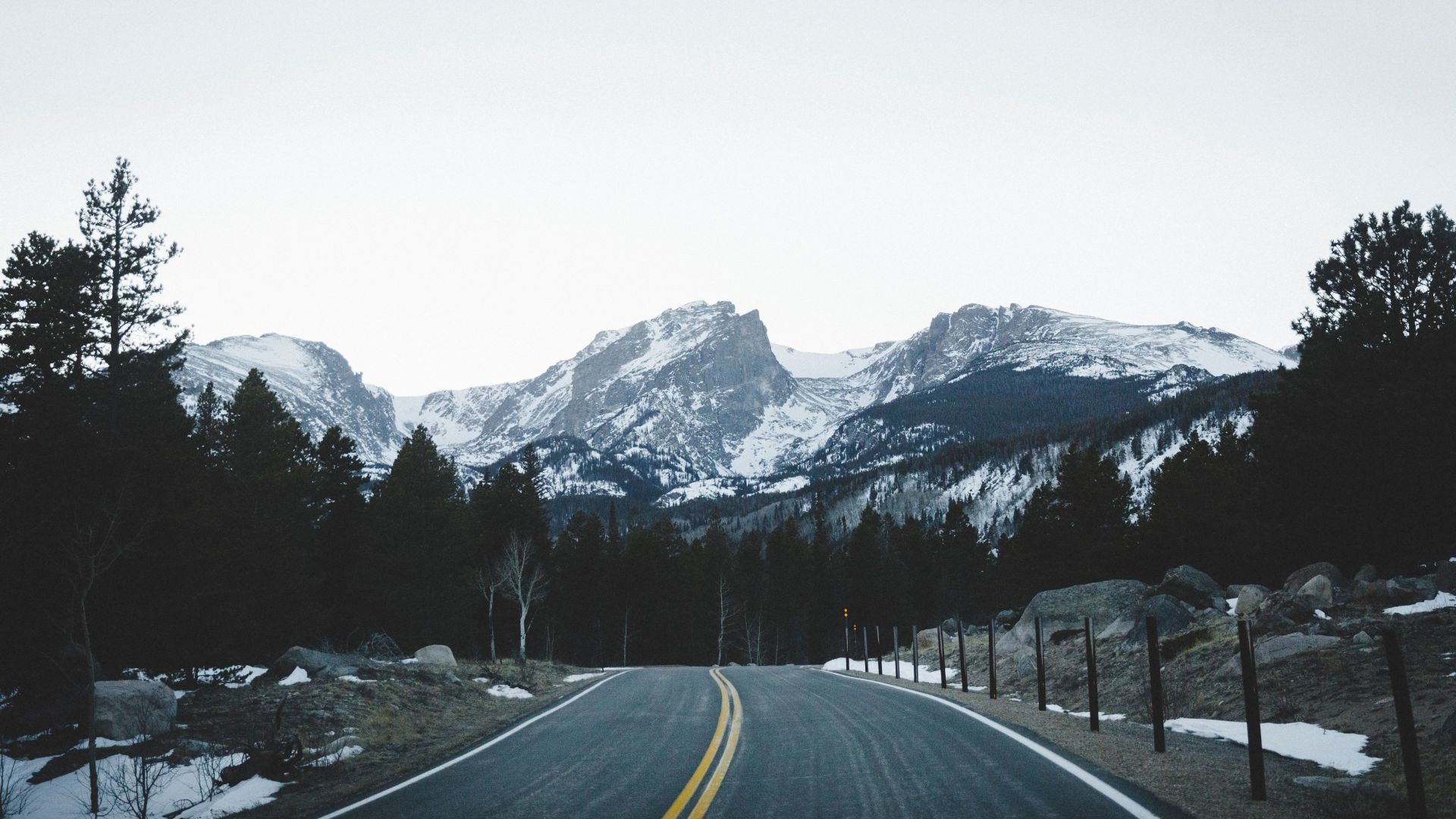 1920x1080 Desktop wallpaper road through mountains, trees, highway, HD image, picture, background, 9a4f98, Desktop