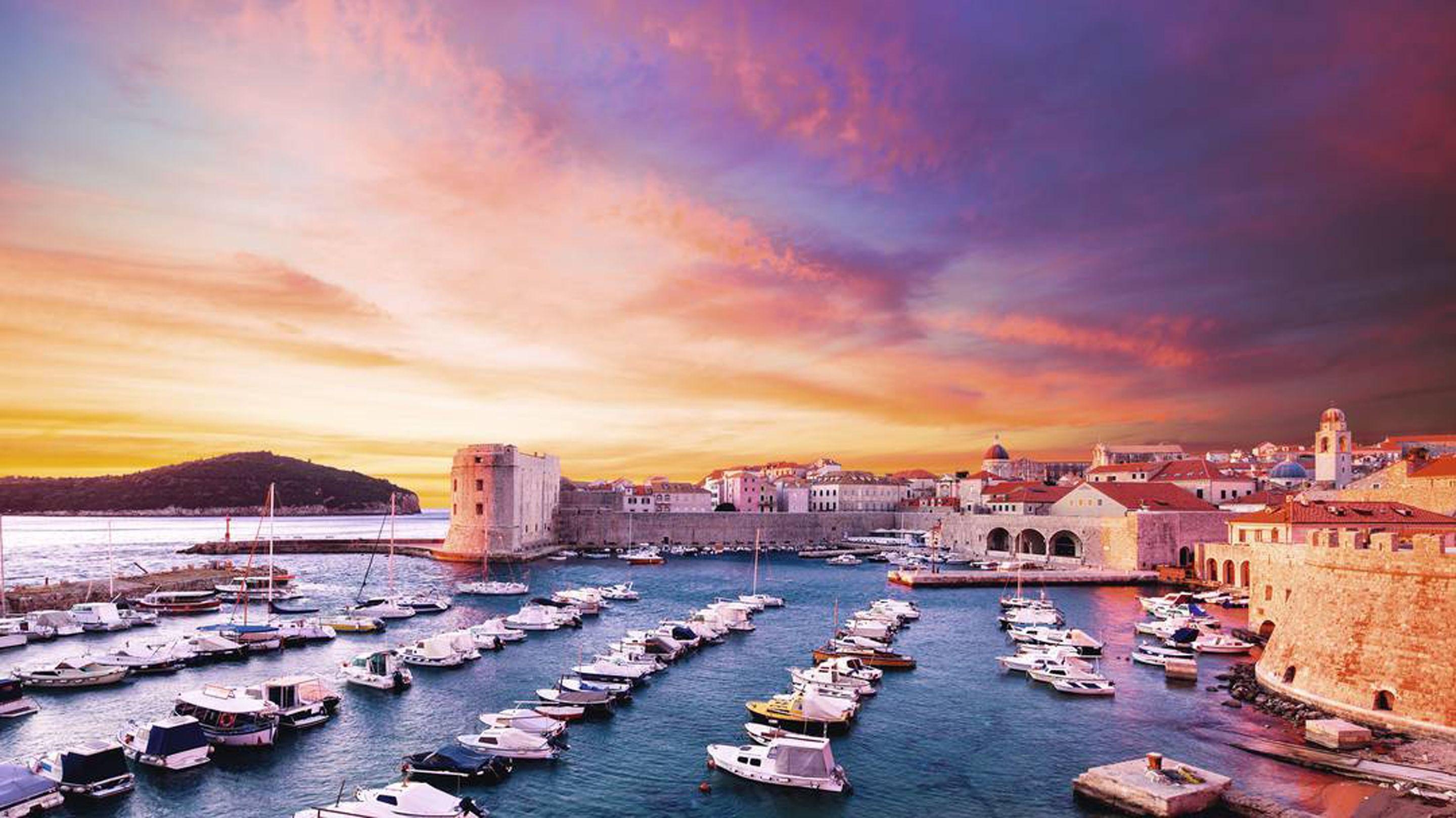 2880x1620 Sunset Dubrovnik, Croatia, Adriatic Sea Desktop Wallpaper HD, Desktop