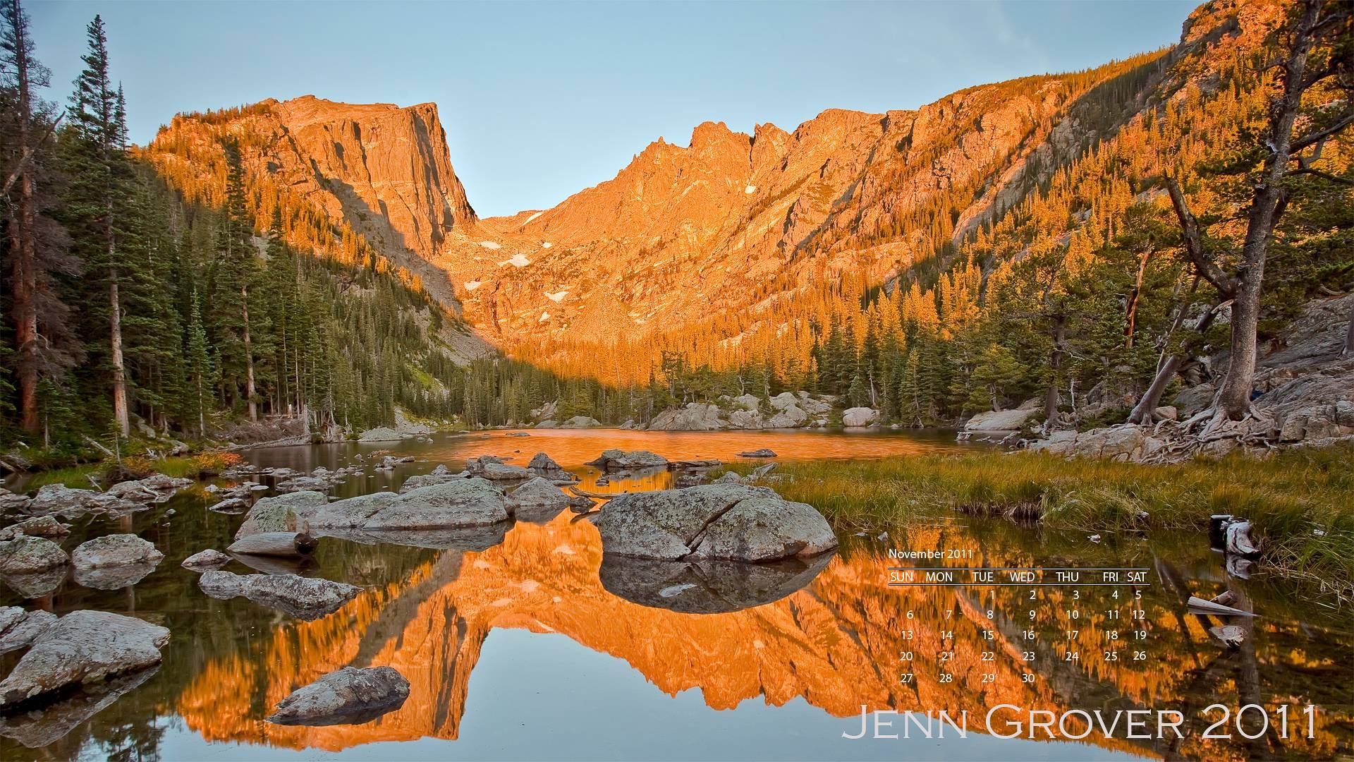 1920x1080 November Desktop Calendar Wallpaper: Dream Lake. Jenn Grover, Desktop